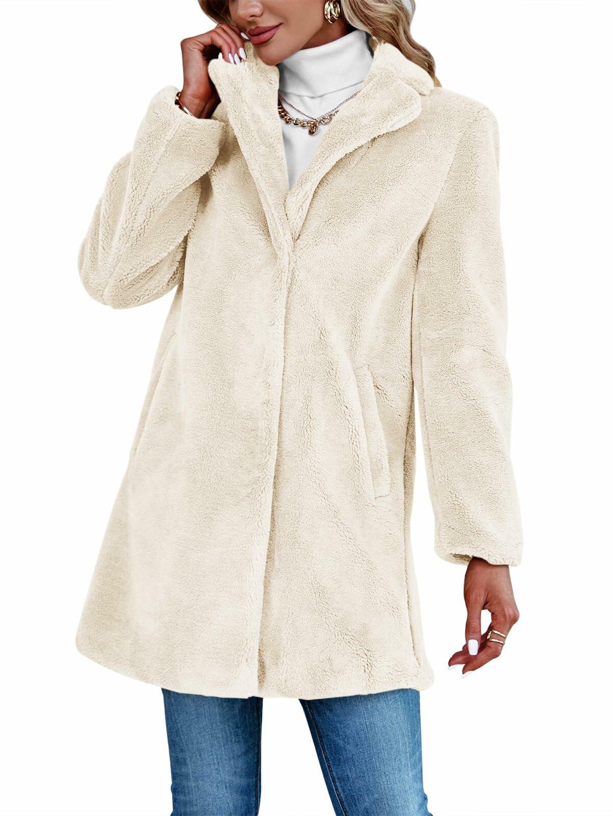 Danedvi Womens Fleece Coat Faux Fur Warm Winter Jacket - Size S