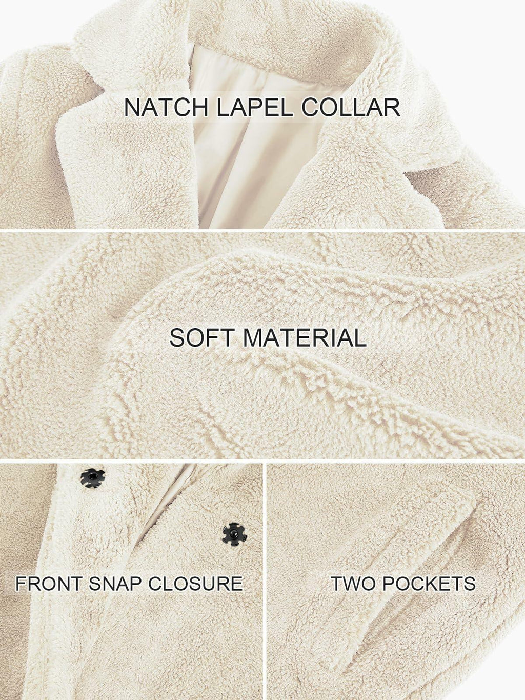 Danedvi Womens Fleece Coat Faux Fur Warm Winter Jacket - Size S