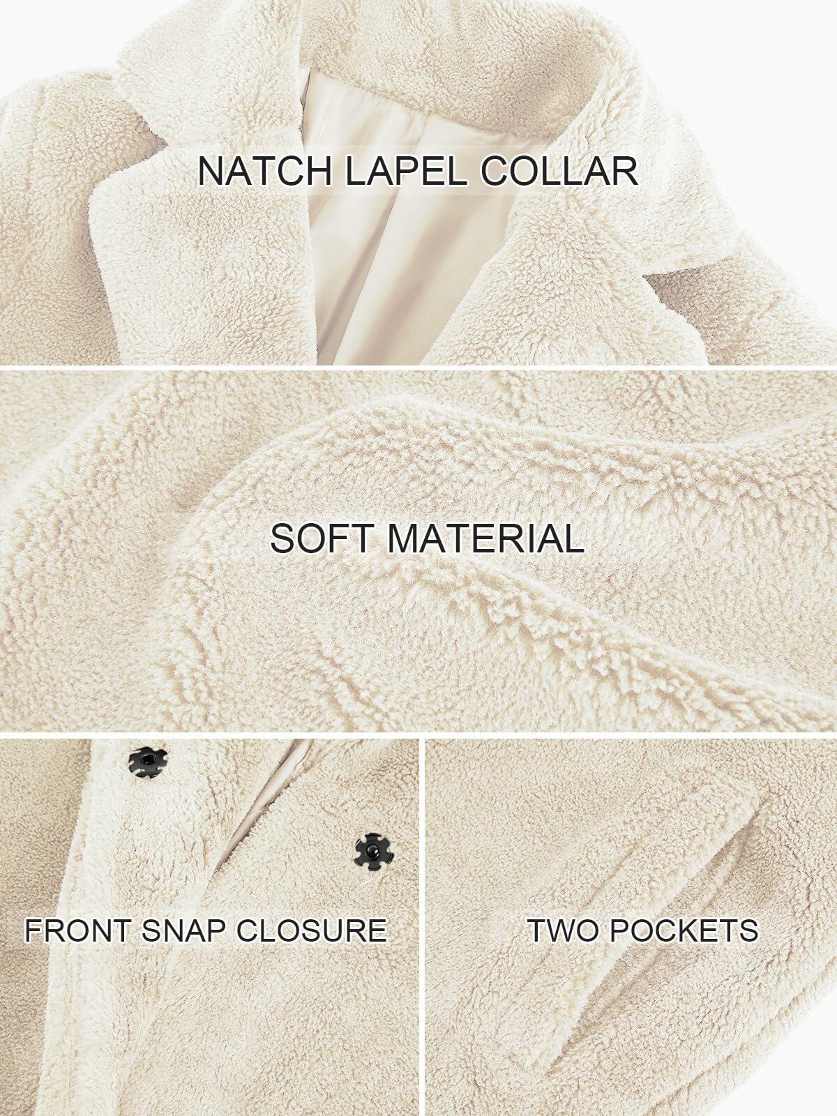 Danedvi Womens Fleece Coat Faux Fur Warm Winter Jacket - Size S