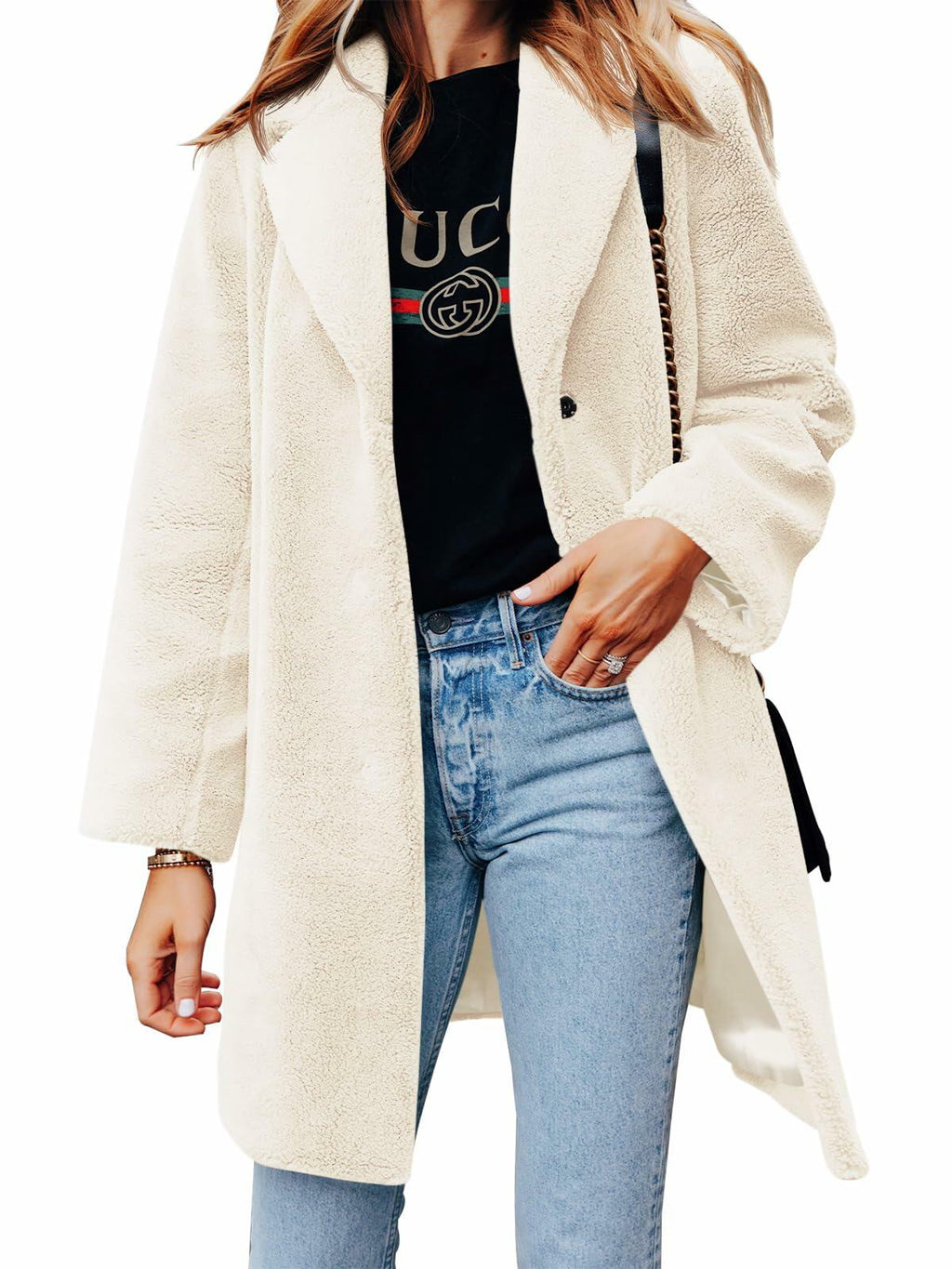 Danedvi Womens Fleece Coat Faux Fur Warm Winter Jacket - Size S