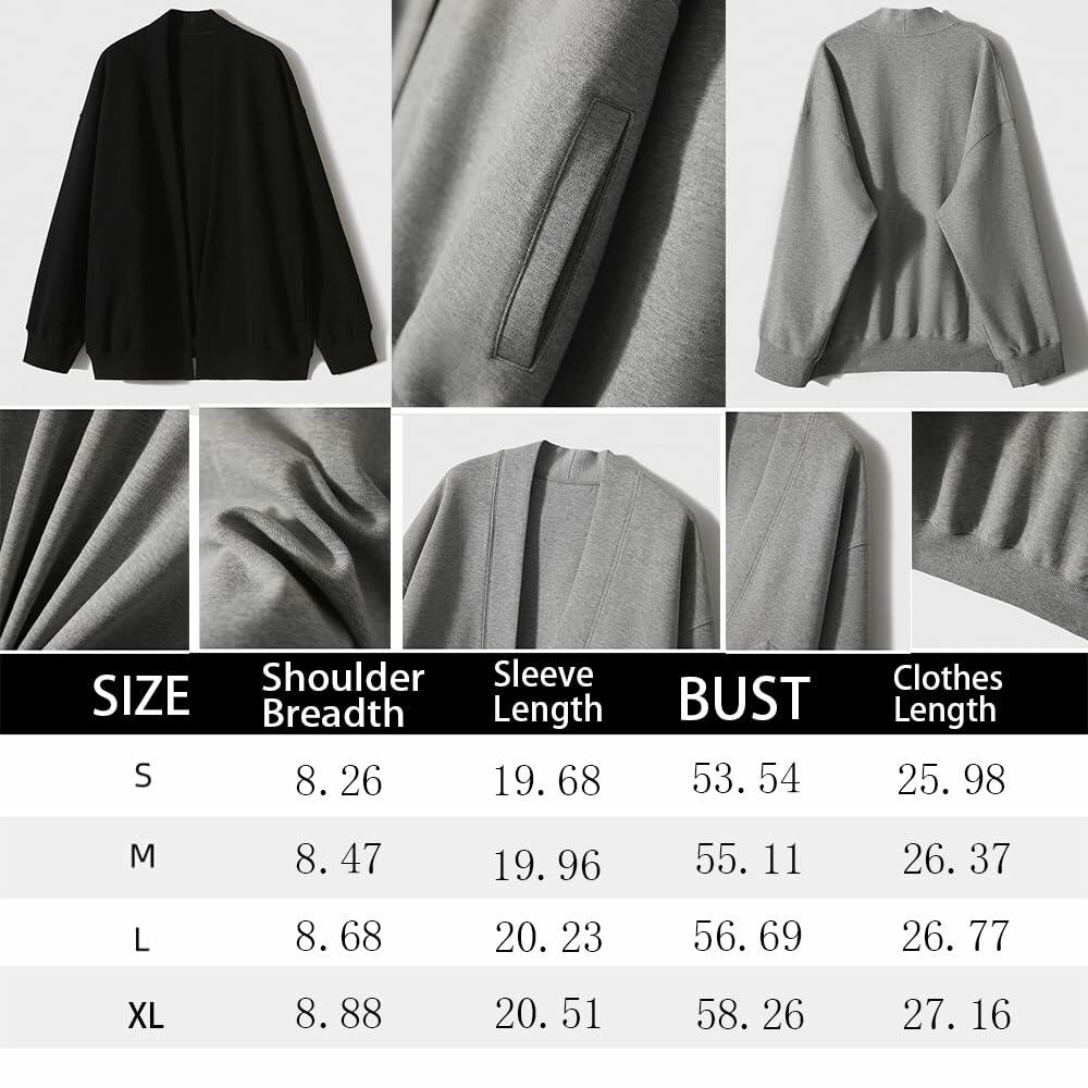 LICOBOD Women's Lightweight Cotton Open Front Hoodie Coat Black, Size L