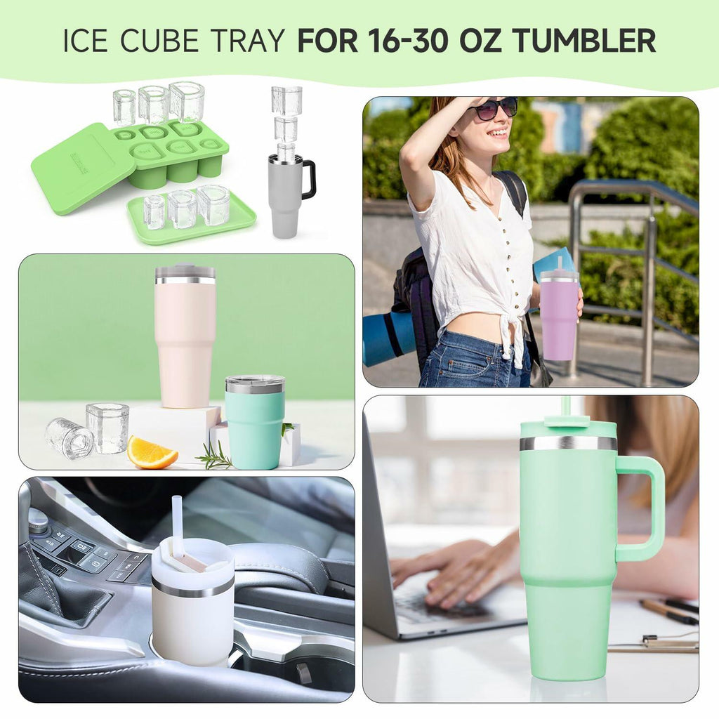 SUNGRACE Silicone Ice Cube Mold Tray for Stanley Yeti 20/30/40oz Tumbler Green