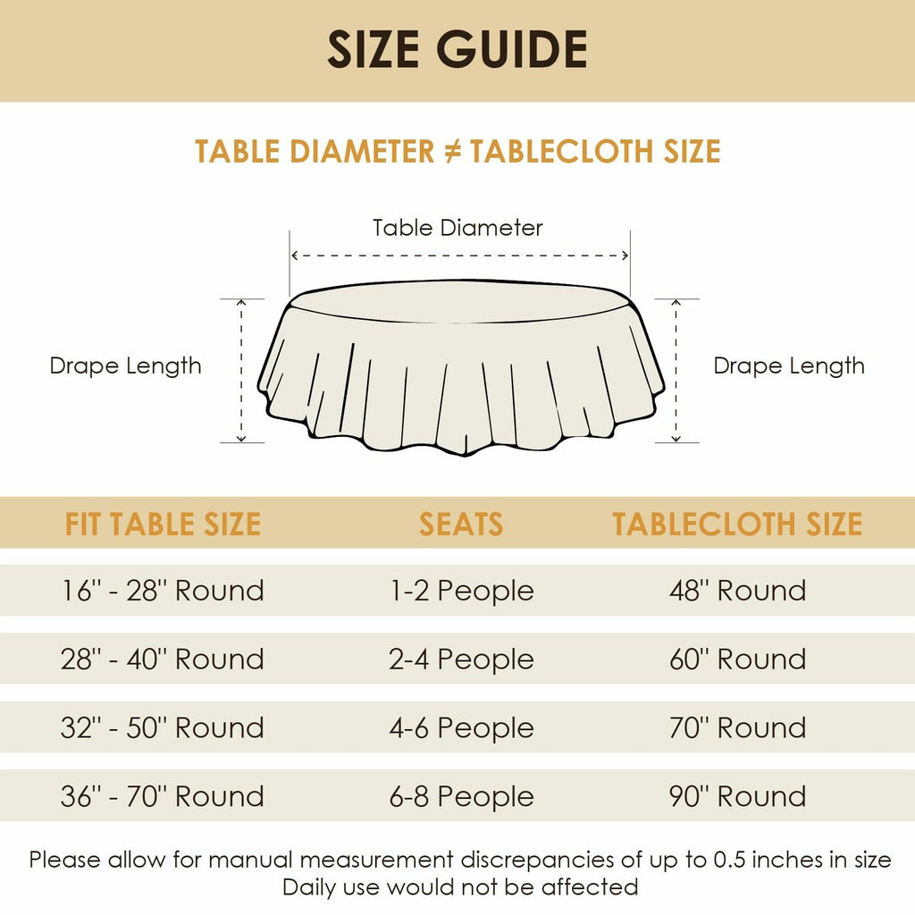Aironment Round Tablecloth Water Stain Resistant 70 Inch Black
