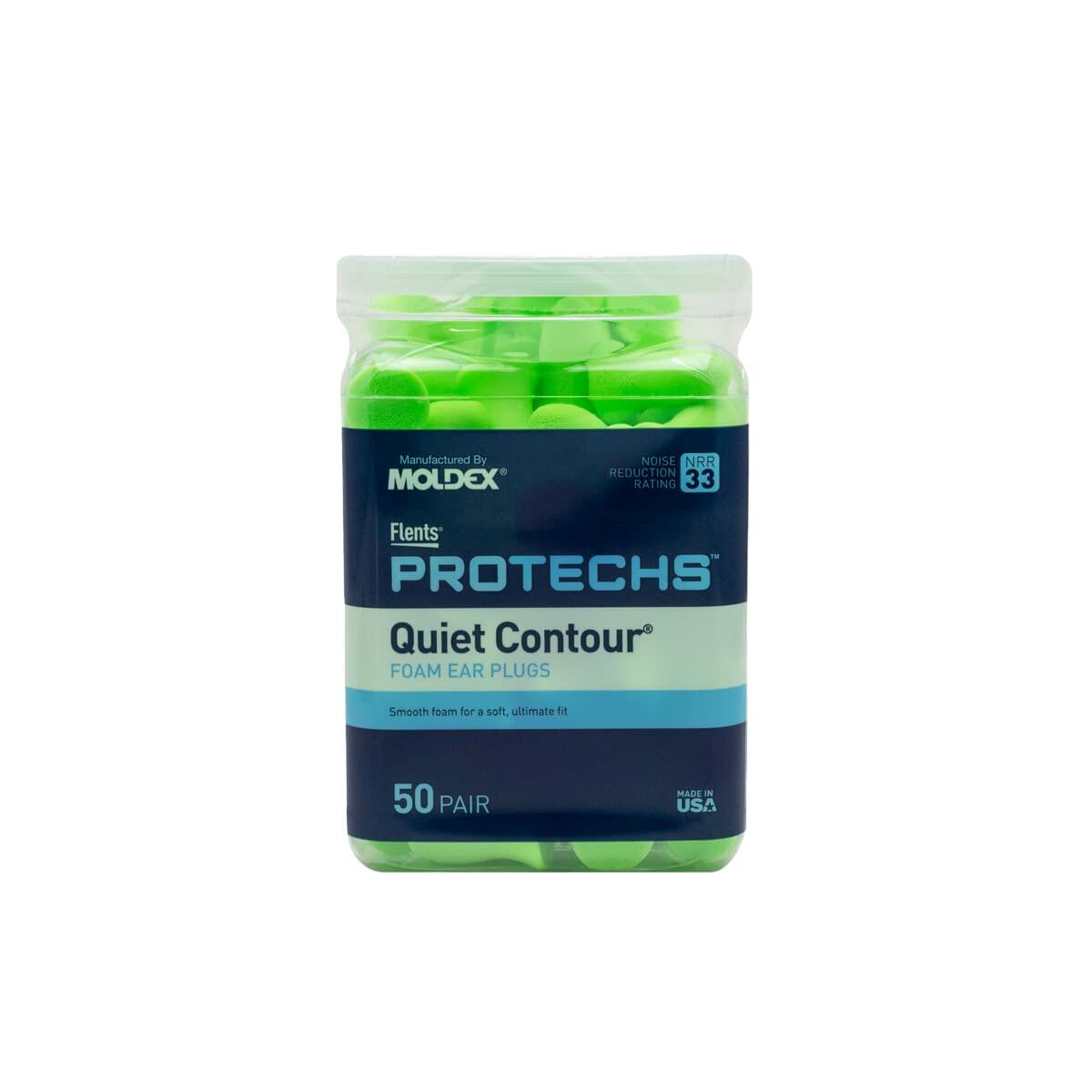 Flents Protechs Foam Ear Plugs NRR 33 Noise Cancelling Green 50 Pair