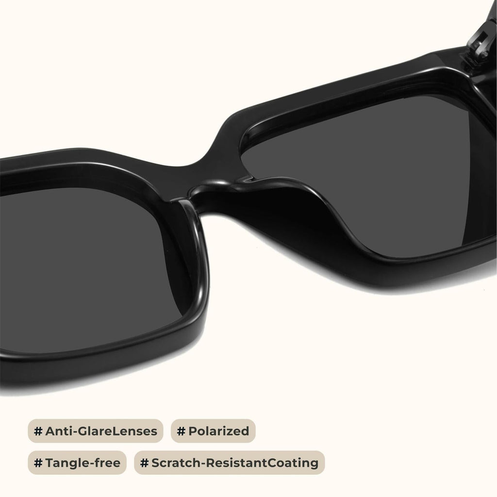 miyya Cat Eye Polarized Sunglasses Women UV Protection Black