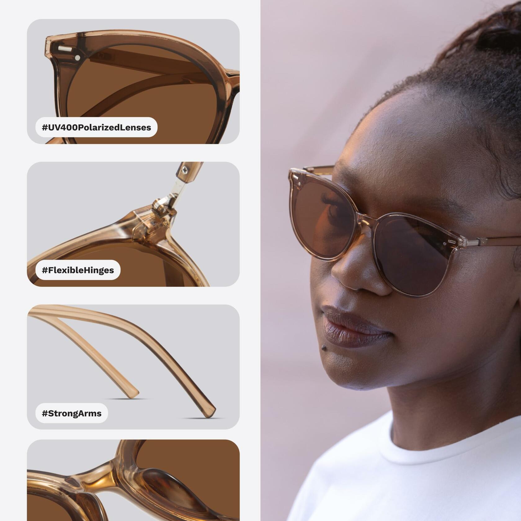 livho Polarized Retro Round Sunglasses Women Oversized Shades