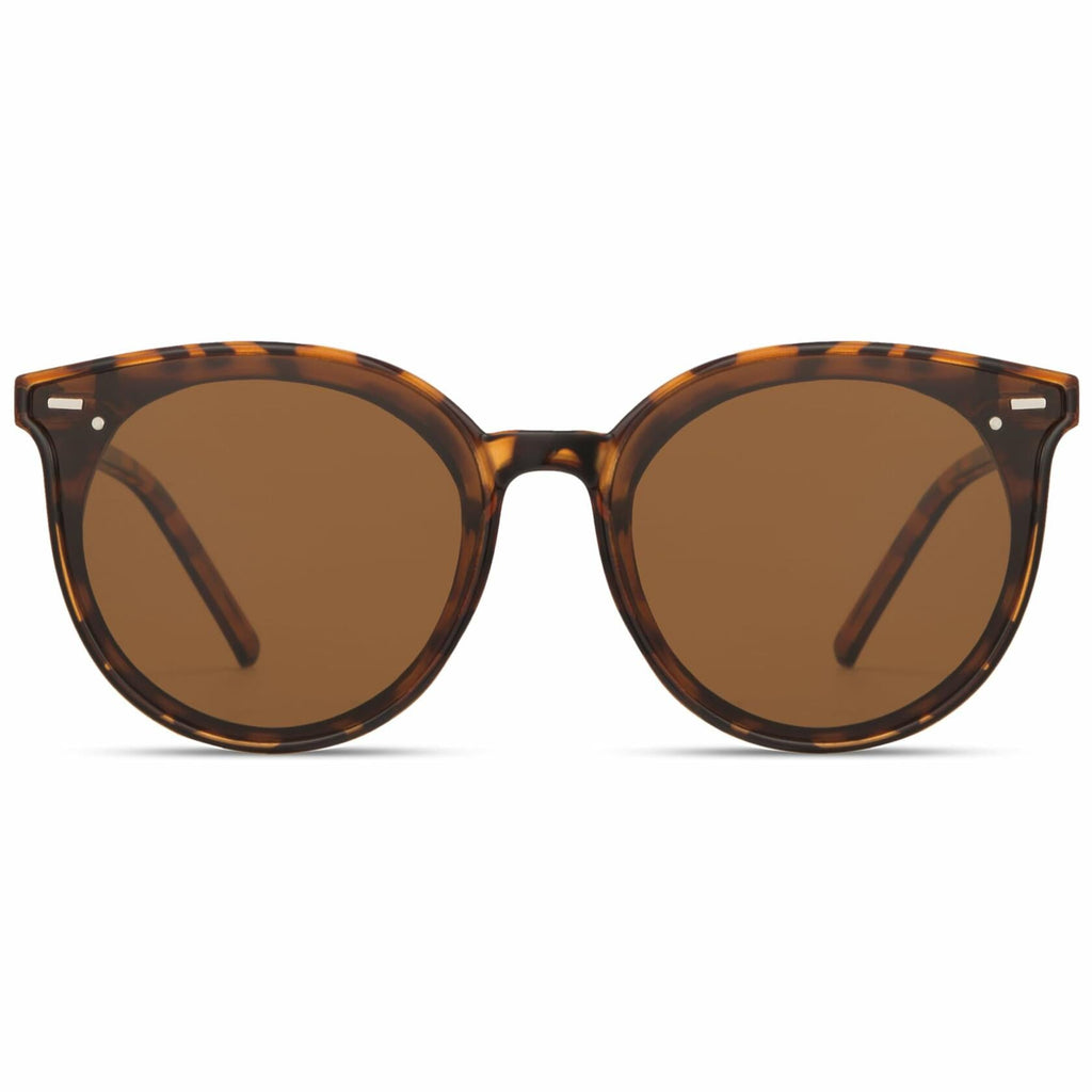 livho Polarized Retro Round Sunglasses Women Dark Tortoise/Brown Size Medium