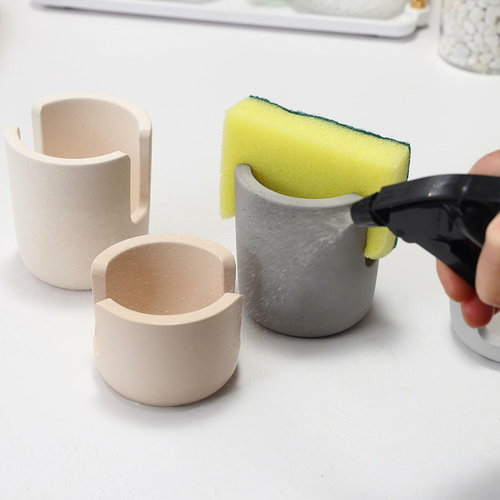 Coengwui Diatomite Sponge Holder Kitchen Sink Caddy Grey 2.56in Quick Dry