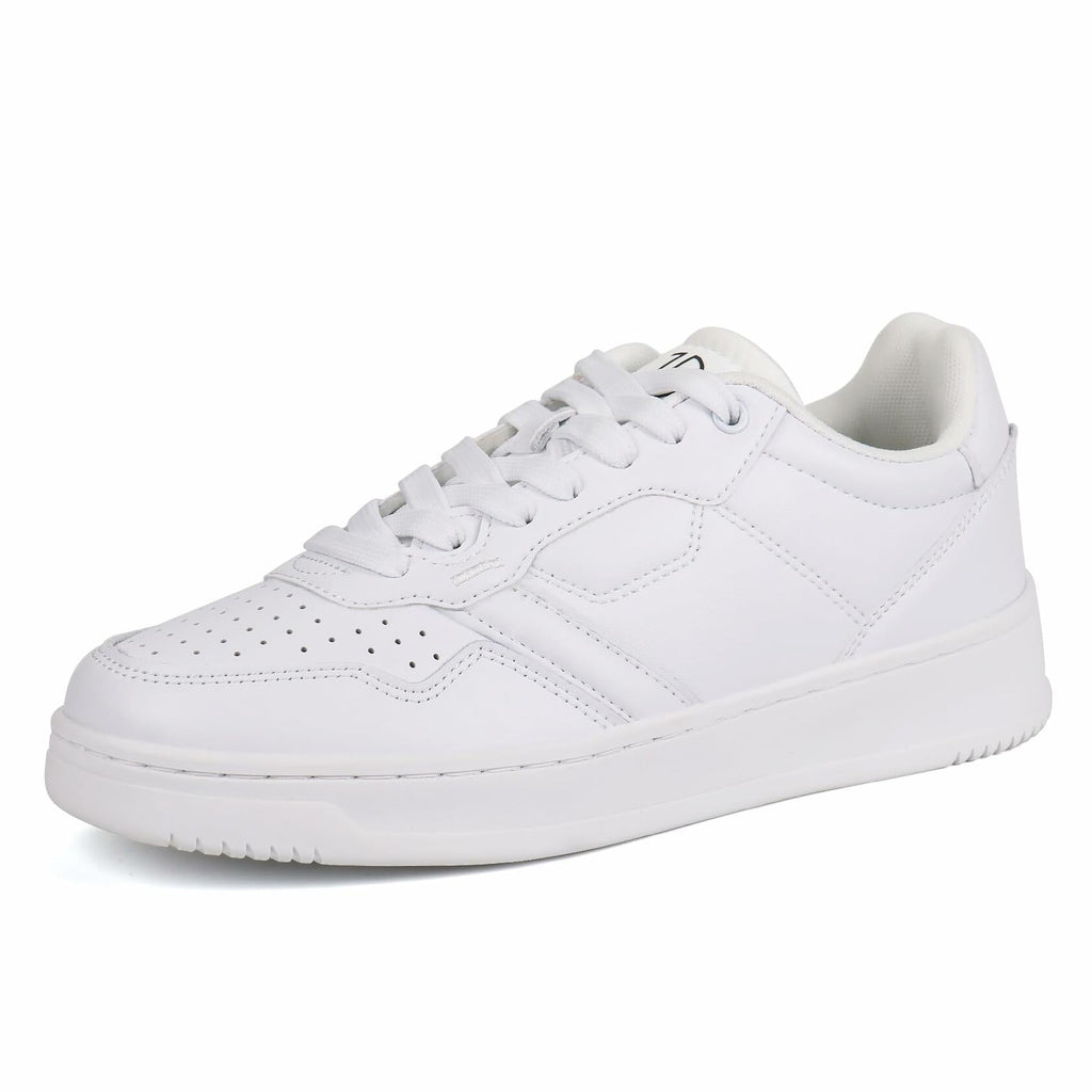 JABASIC Women Genuine Leather Platform Sneakers Lace-Up White/Fuchsia Size 8