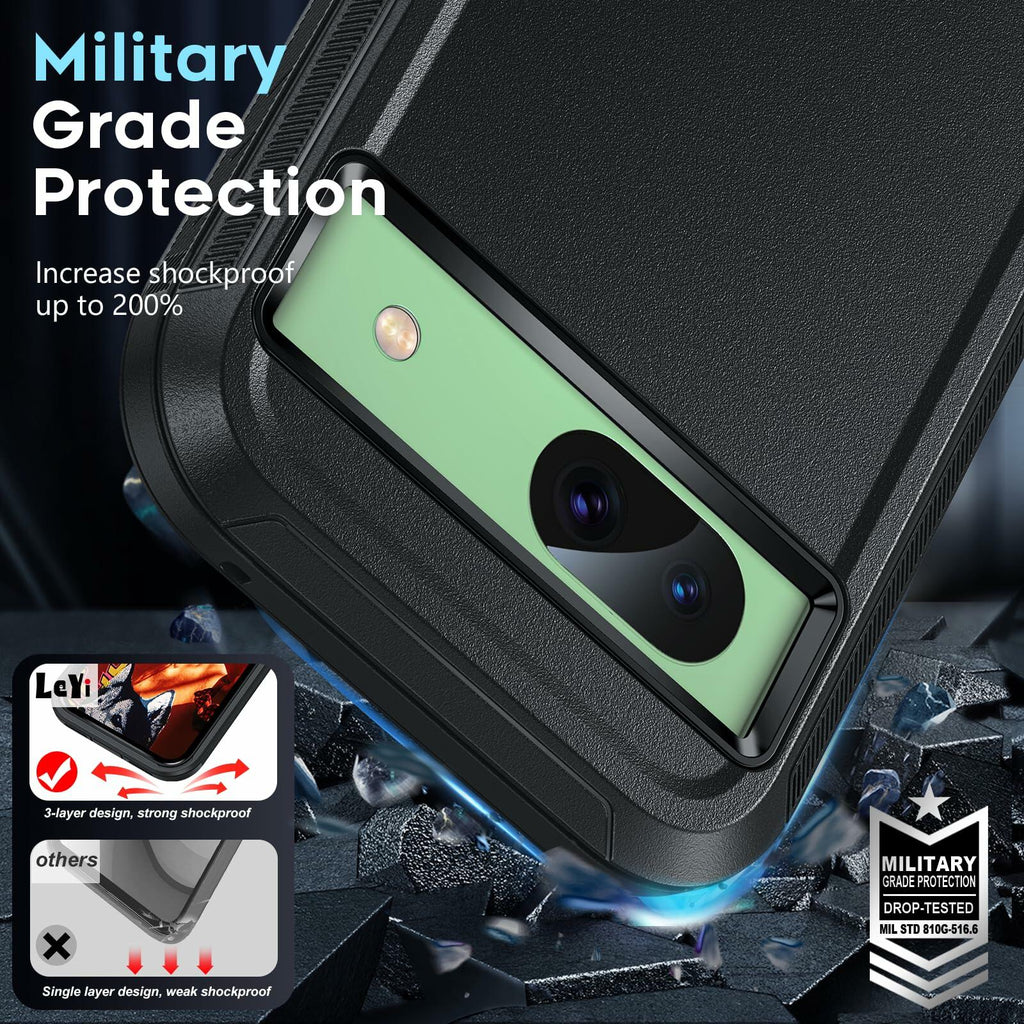 Google Pixel 8a Case Heavy Duty Military Shockproof Red + 2 Screen Protectors