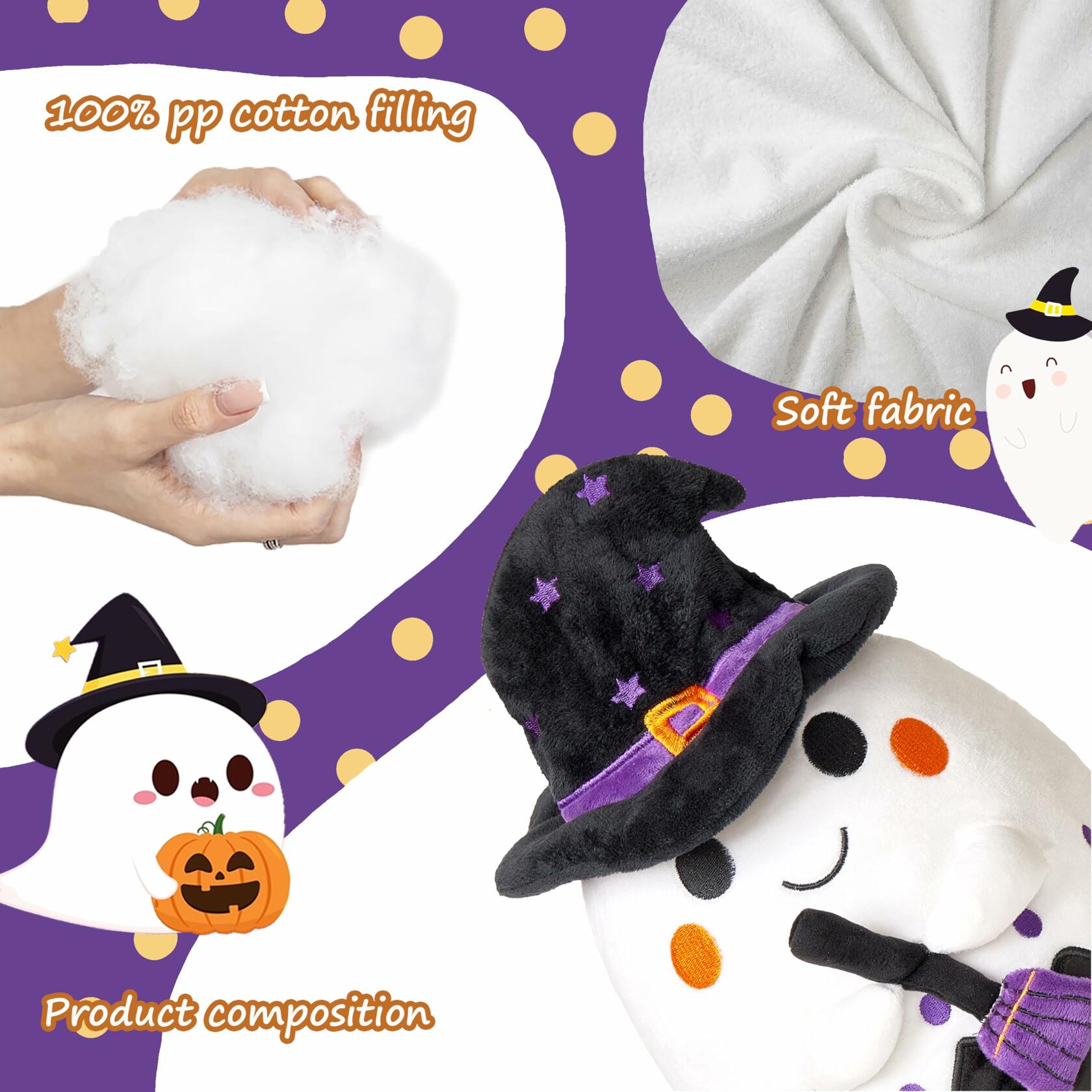 Ziyutam Ghost Pumpkin Stuffed Animal Plush Toy 9.4" Halloween Decoration