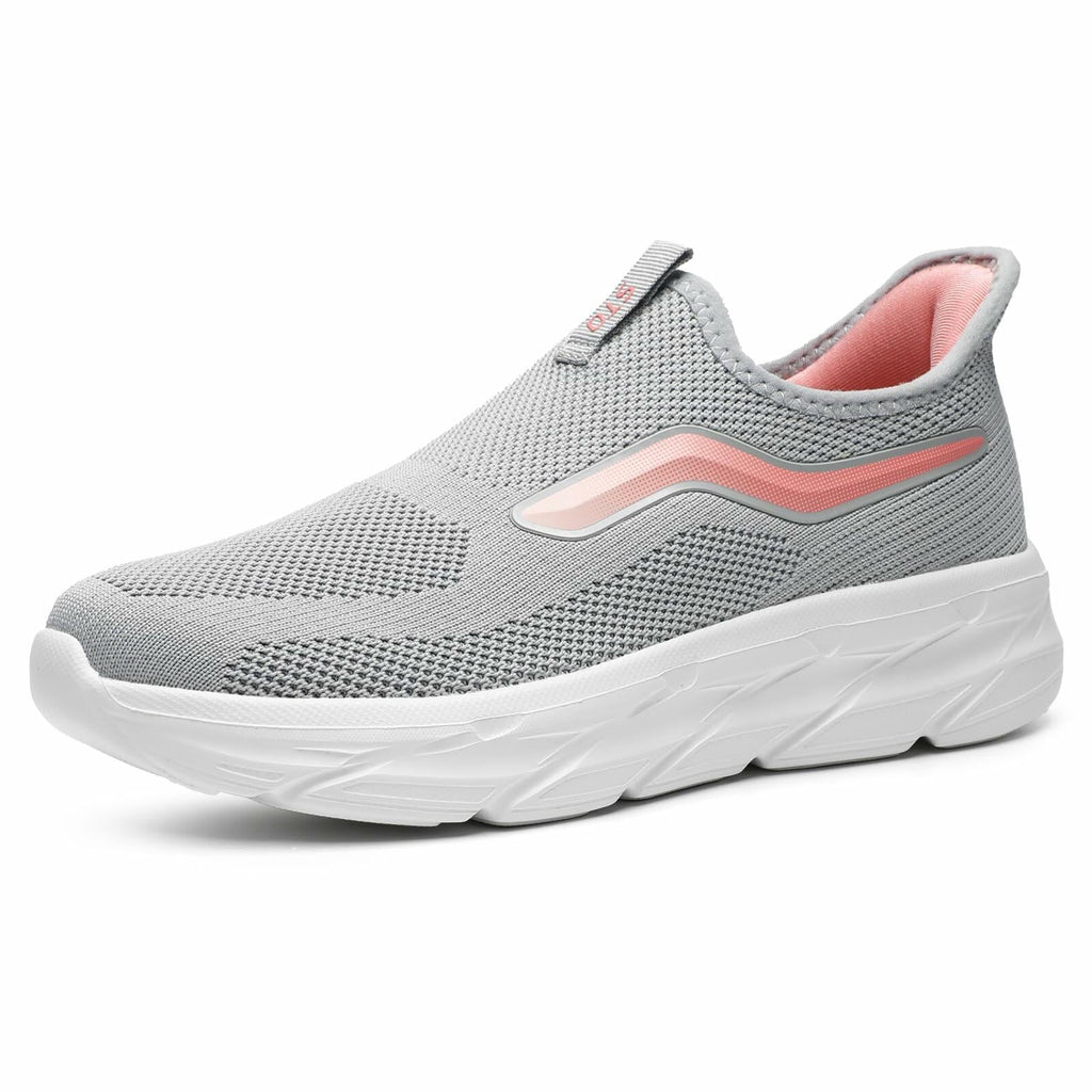 STQ Women’s Slip On Sneakers Orthopedic Comfort Size 8 Light Gray Pink