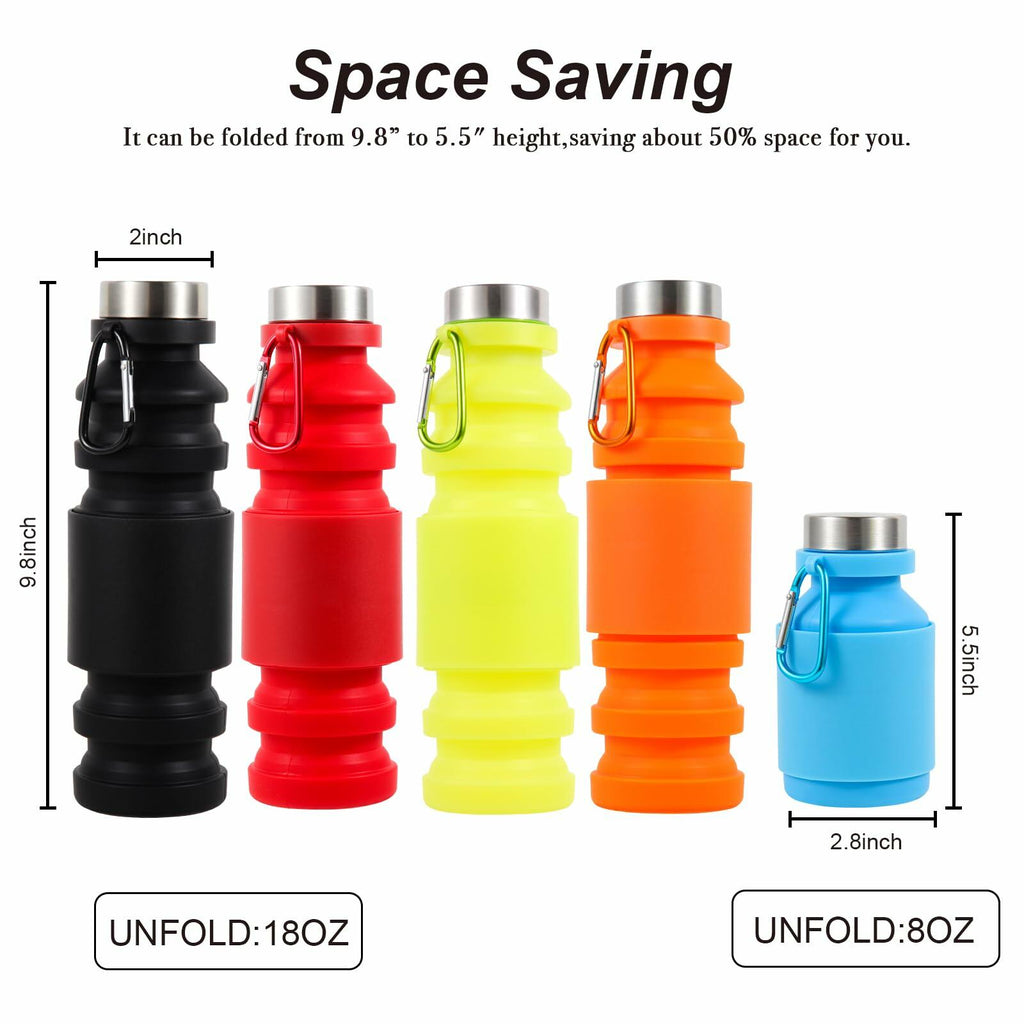 Mitour Collapsible Silicone Water Bottle 550ml Red BPA Free Foldable Reusable