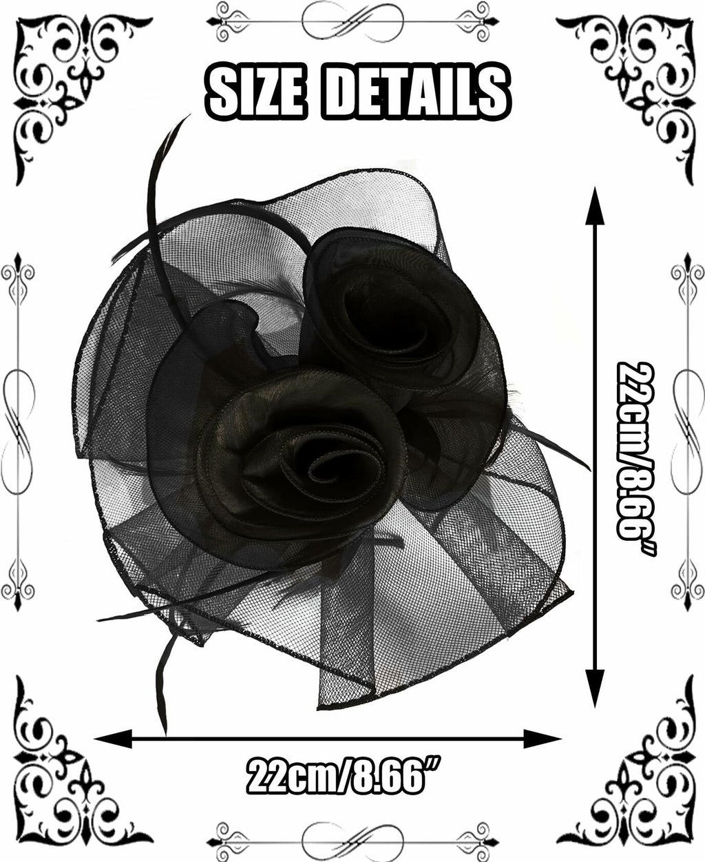 Kidukso Derby Hat Women Vintage Fascinator Headband Clip Black
