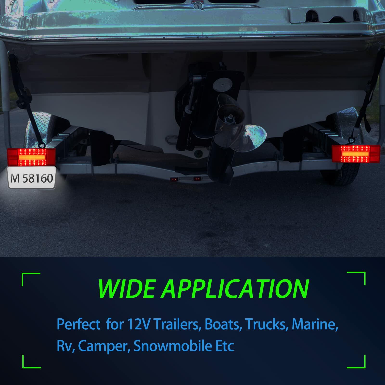 Serlainxin LED Boat Trailer Lights Rectangular Waterproof Combo Stop Turn