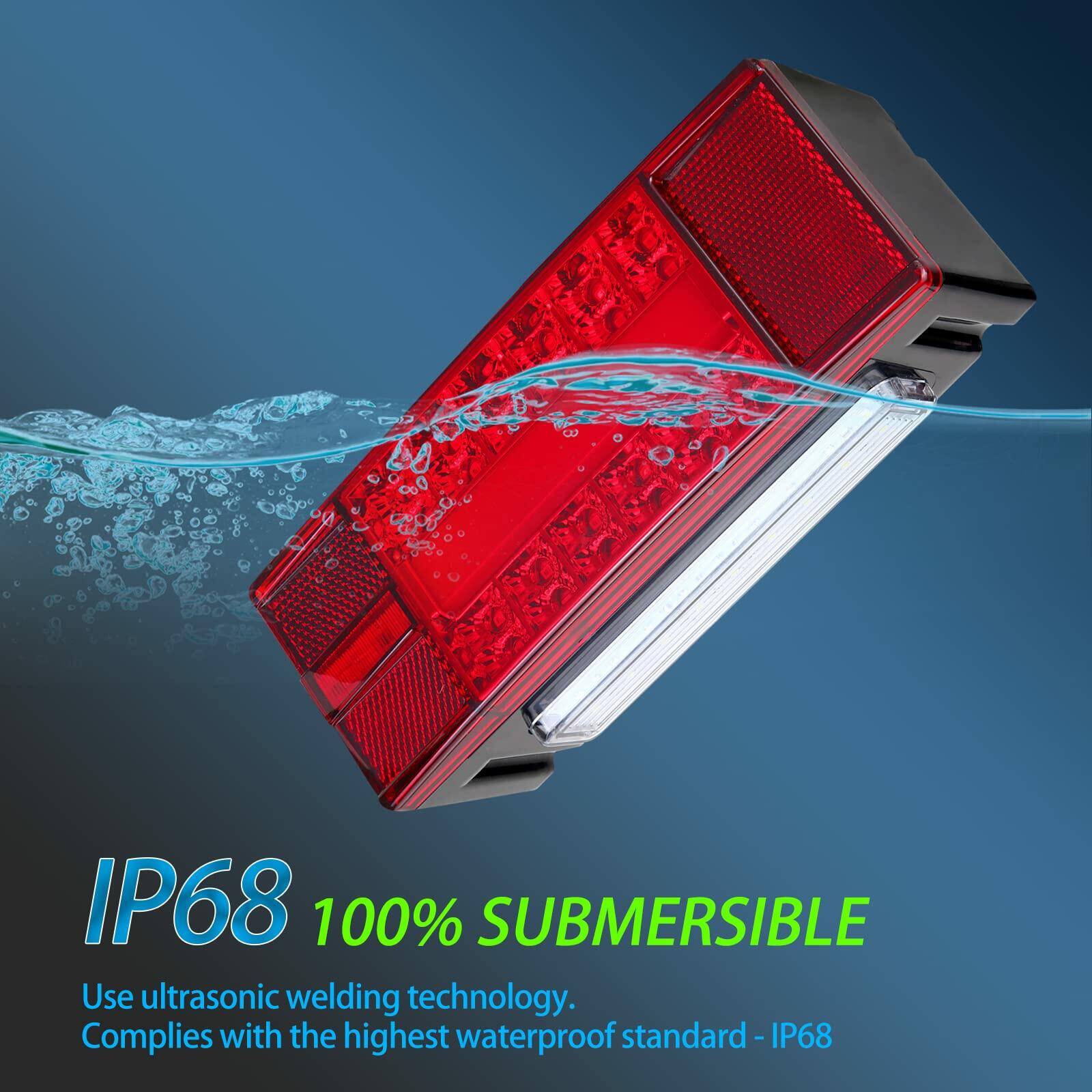 Serlainxin LED Boat Trailer Lights Rectangular Waterproof Combo Stop Turn