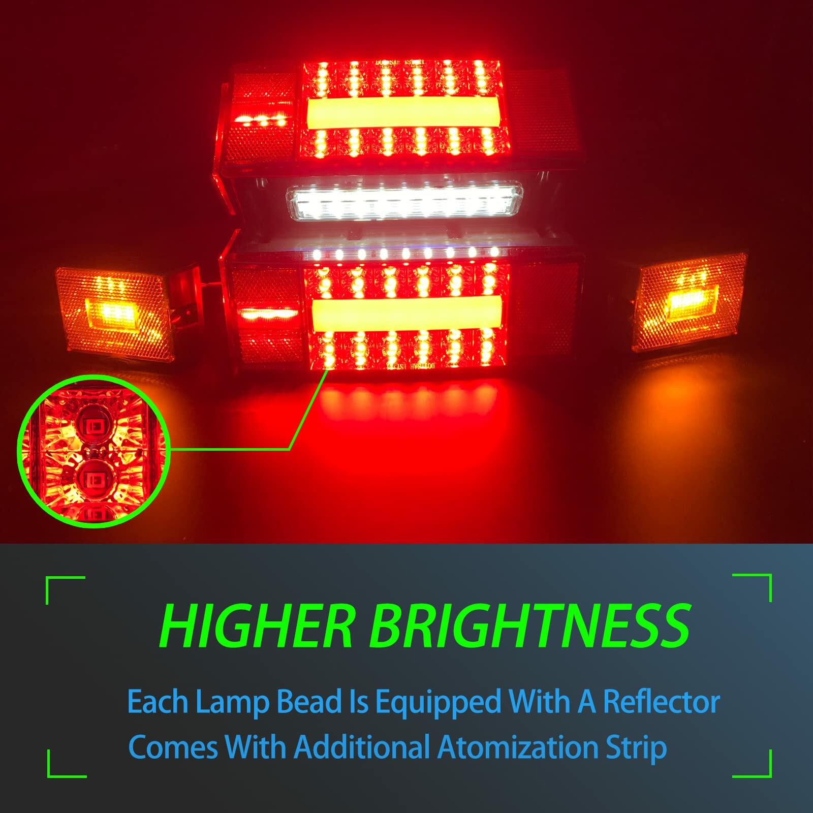 Serlainxin LED Boat Trailer Lights Rectangular Waterproof Combo Stop Turn