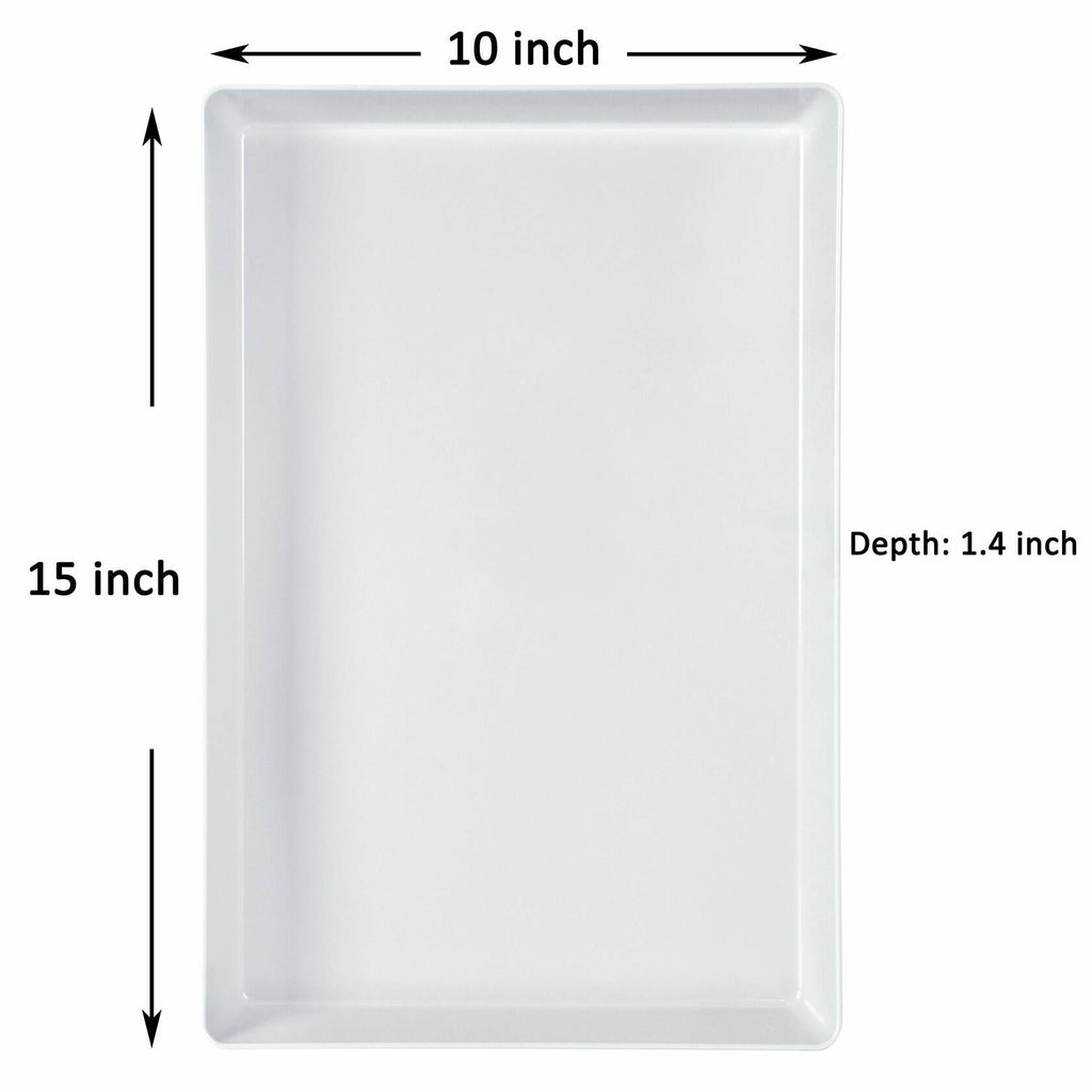 Youngever 3 Pack Plastic Serving Trays 15x10 inch Grey Sturdy ABS