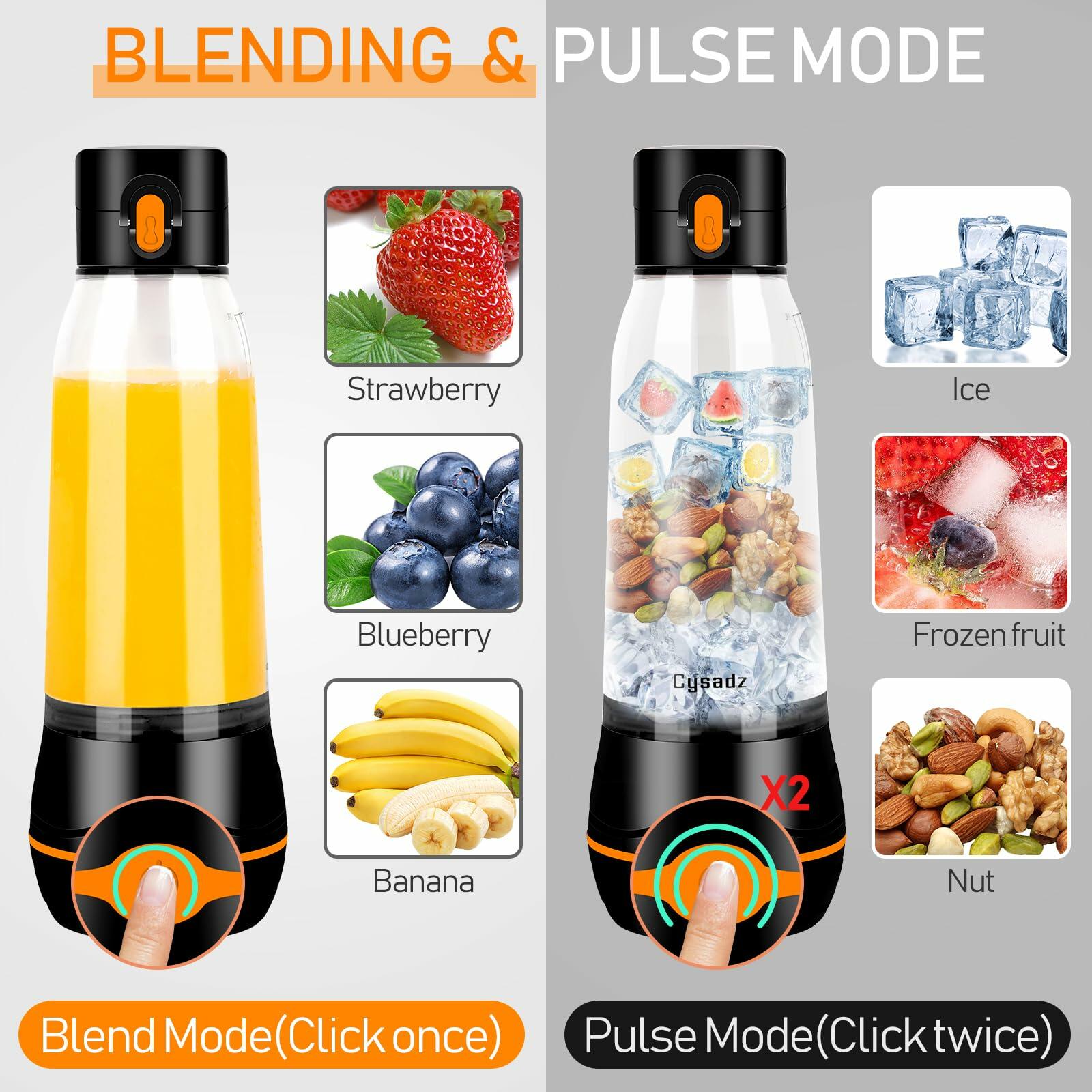 Portable Blender USB Mini 6 Blades 17Oz To Go Travel Black