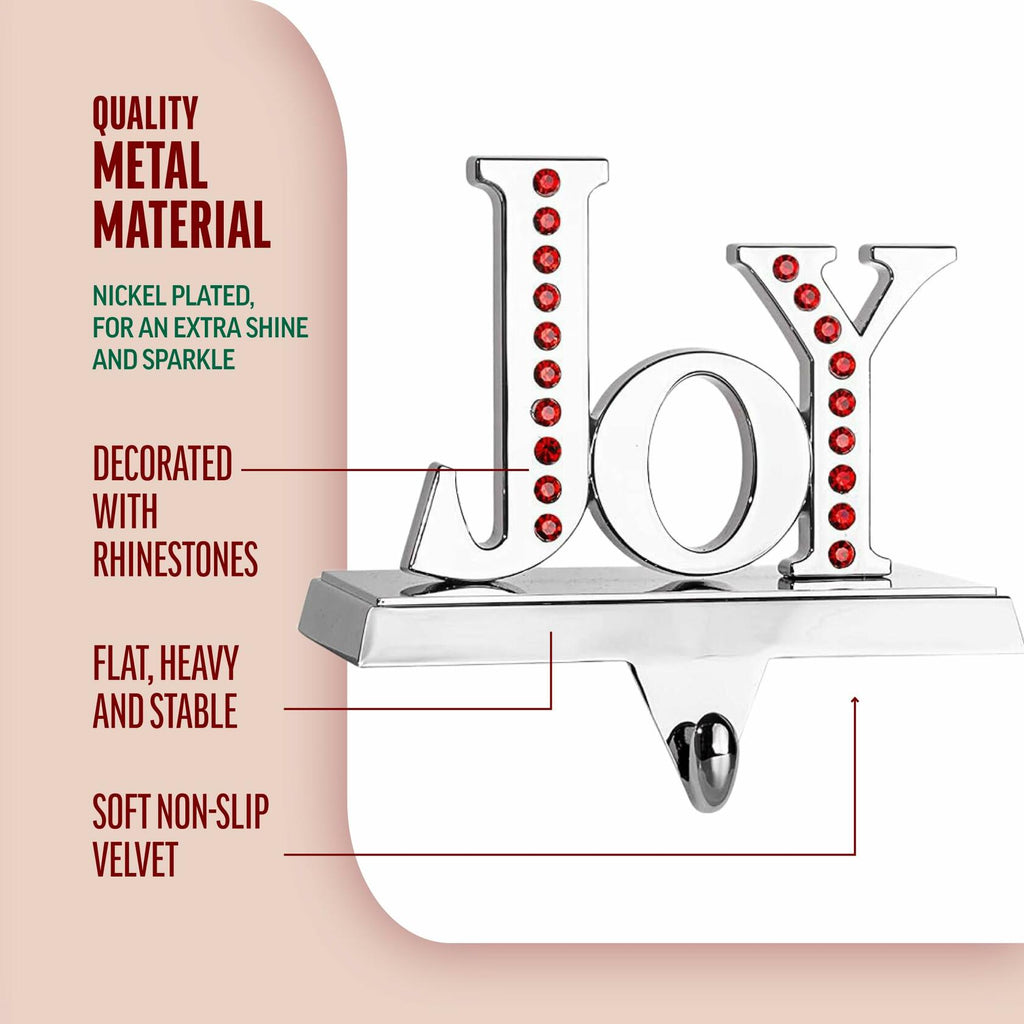 Klikel Stocking Holder Set of 2 Shiny Silver Metal Christmas Mantel Hooks