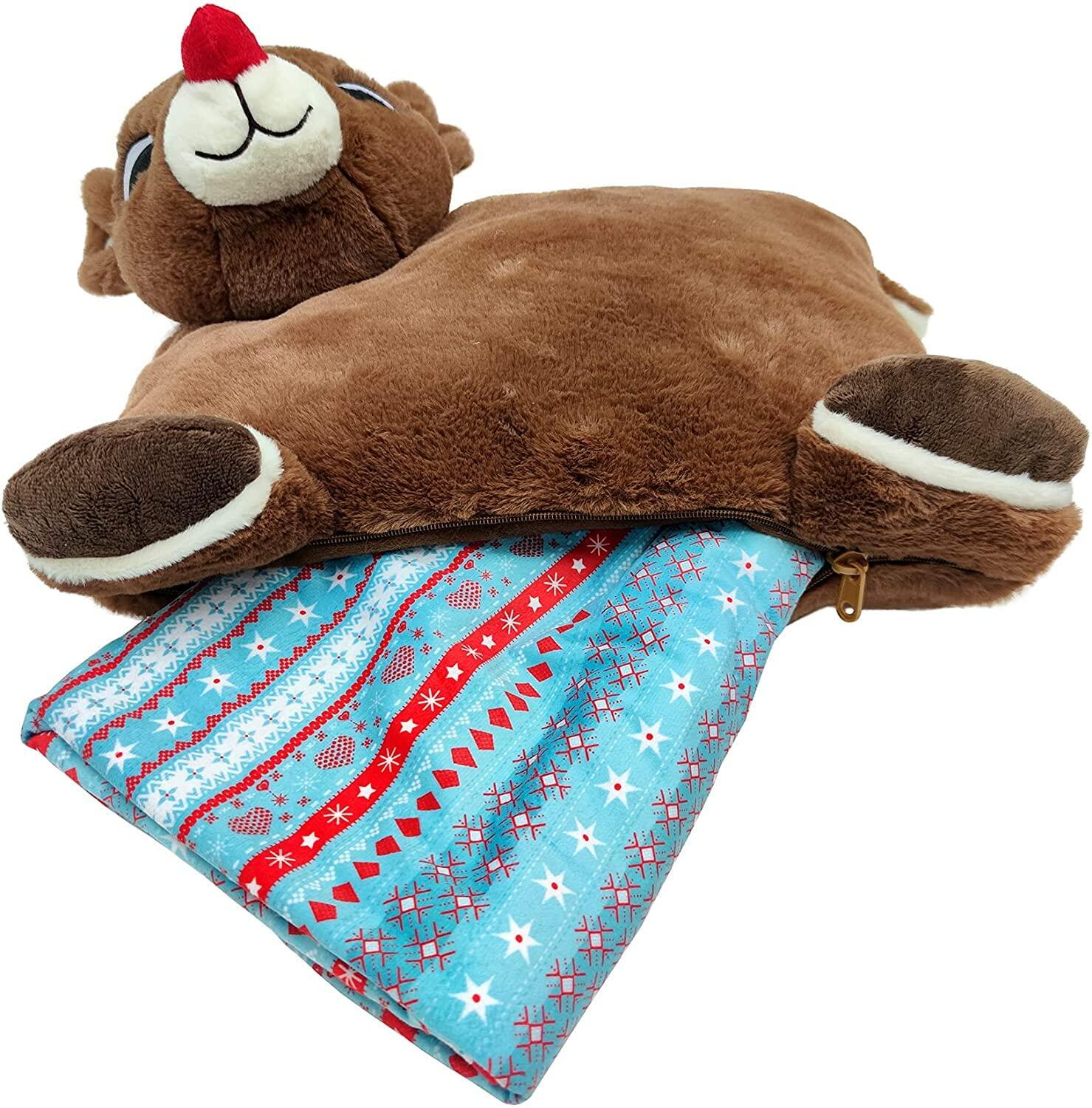 Animal Adventure Rudolph Red-Nosed Reindeer 2-in-1 Cuddle Bud Blanket 29x40