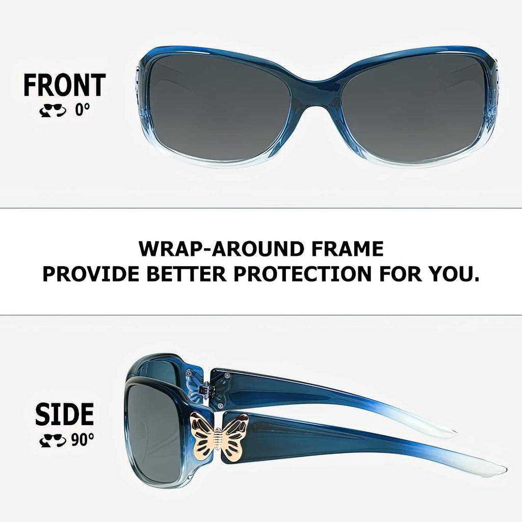 TJUTR Polarized Women's Wrap Around Butterfly Sunglasses UV400 Protection