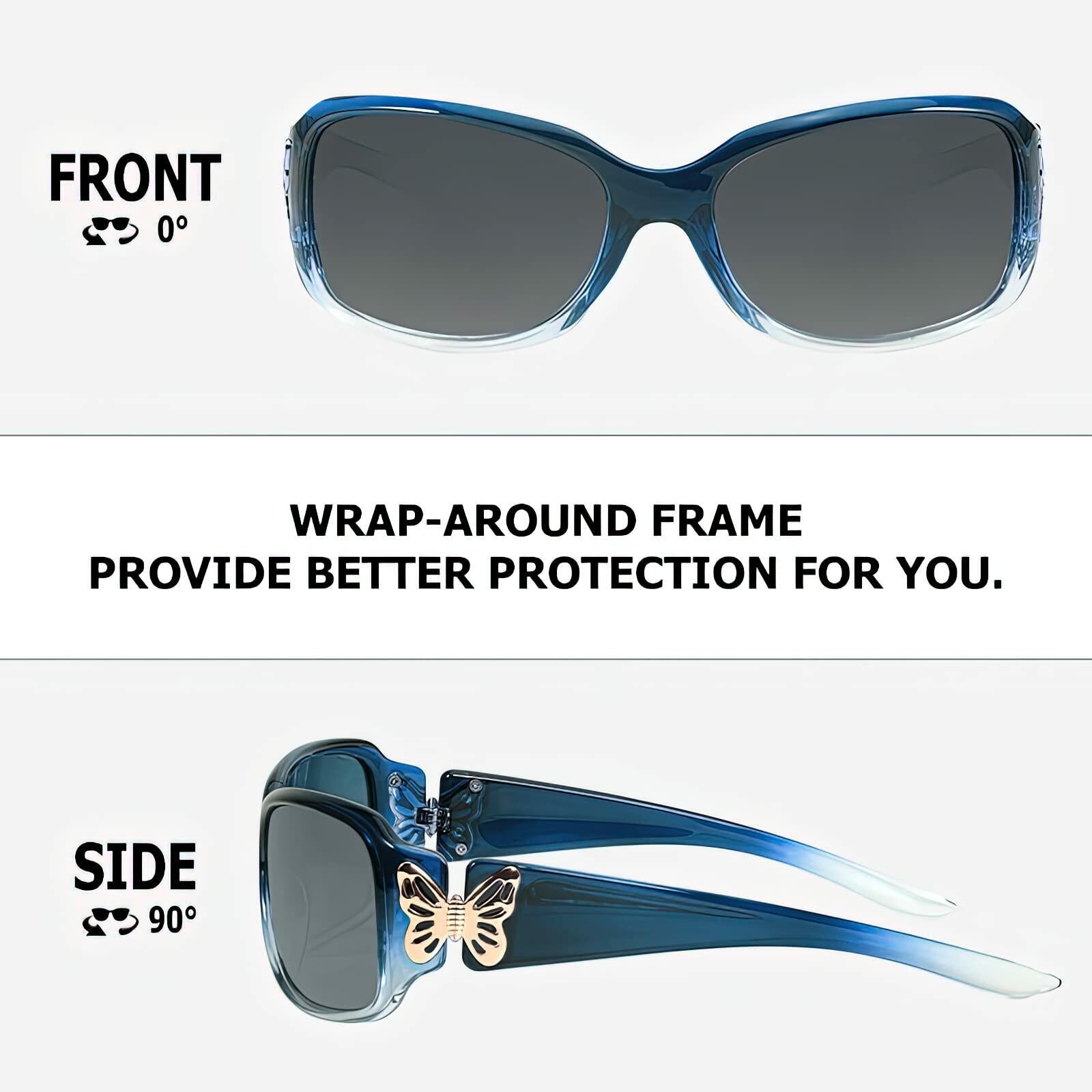 TJUTR Polarized Women's Wrap Around Butterfly Sunglasses UV400 Protection