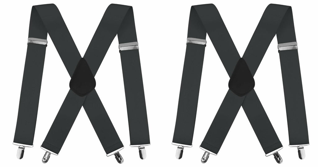 2Pack X-Back Suspenders Men Women 2in Wide Heavy Elastic 5 Clips Brown