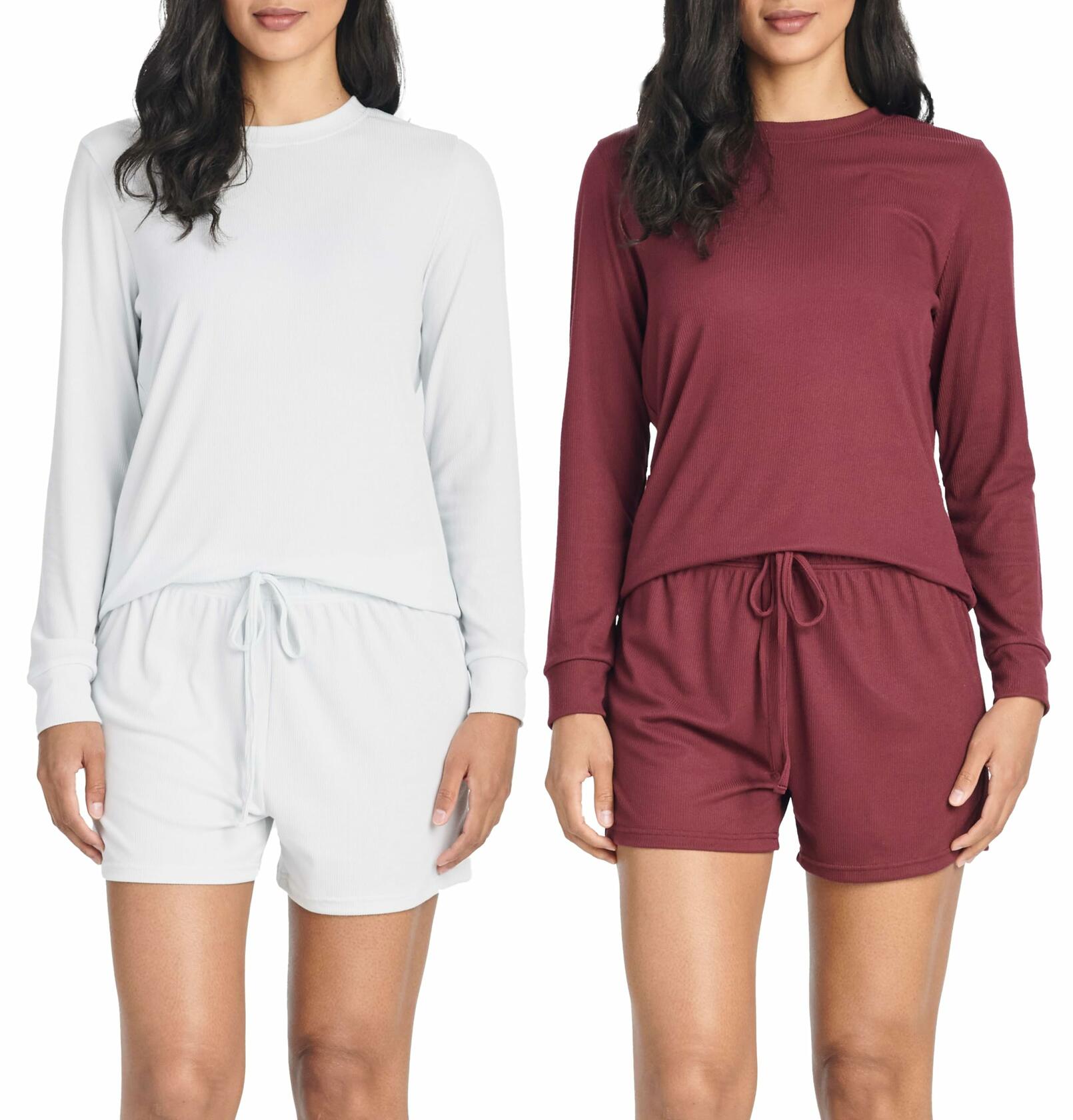 Plus Size 2 Pack Two Piece Lounge Pajamas Set Women Casual Knit 2X