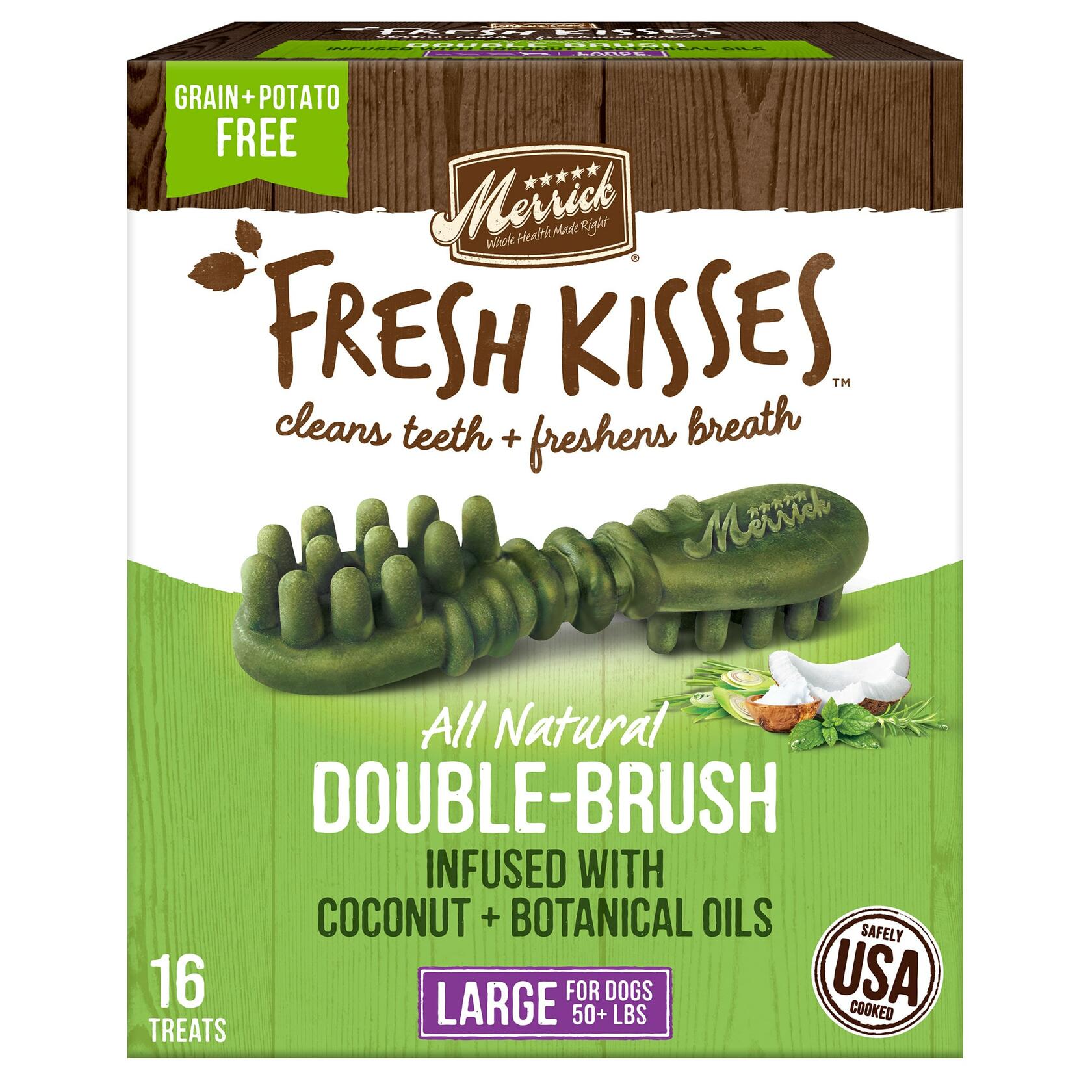BB07/25 Merrick Fresh Kisses Dental Chews Large 27oz Coconut Botanical Oils