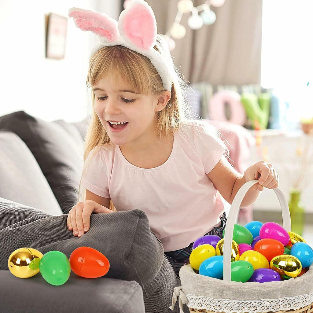 Egg Hunt Filled Plastic Easter Eggs with Chocolate Candy, 12 Count Pack