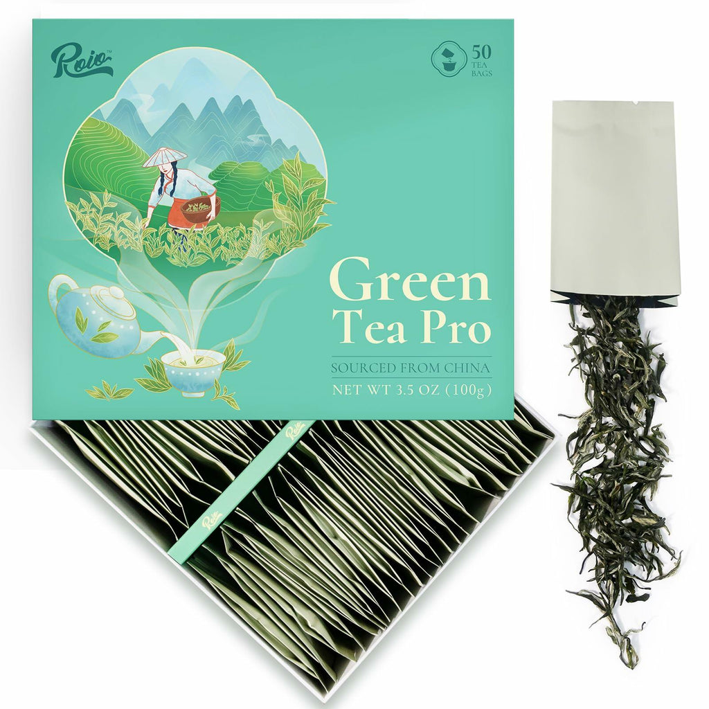 BestBy09/25 Roio Premium Loose Green Tea Whole Leaf Low Caffeine 50 Packets