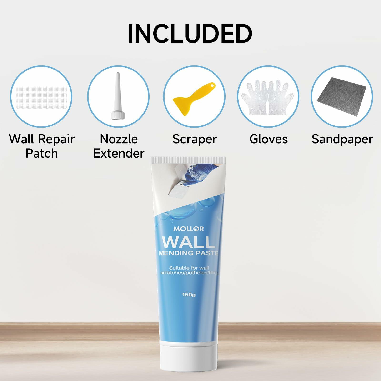 MOLLOR Drywall Repair Kit Spackle Wall Patch Putty 5.29oz White