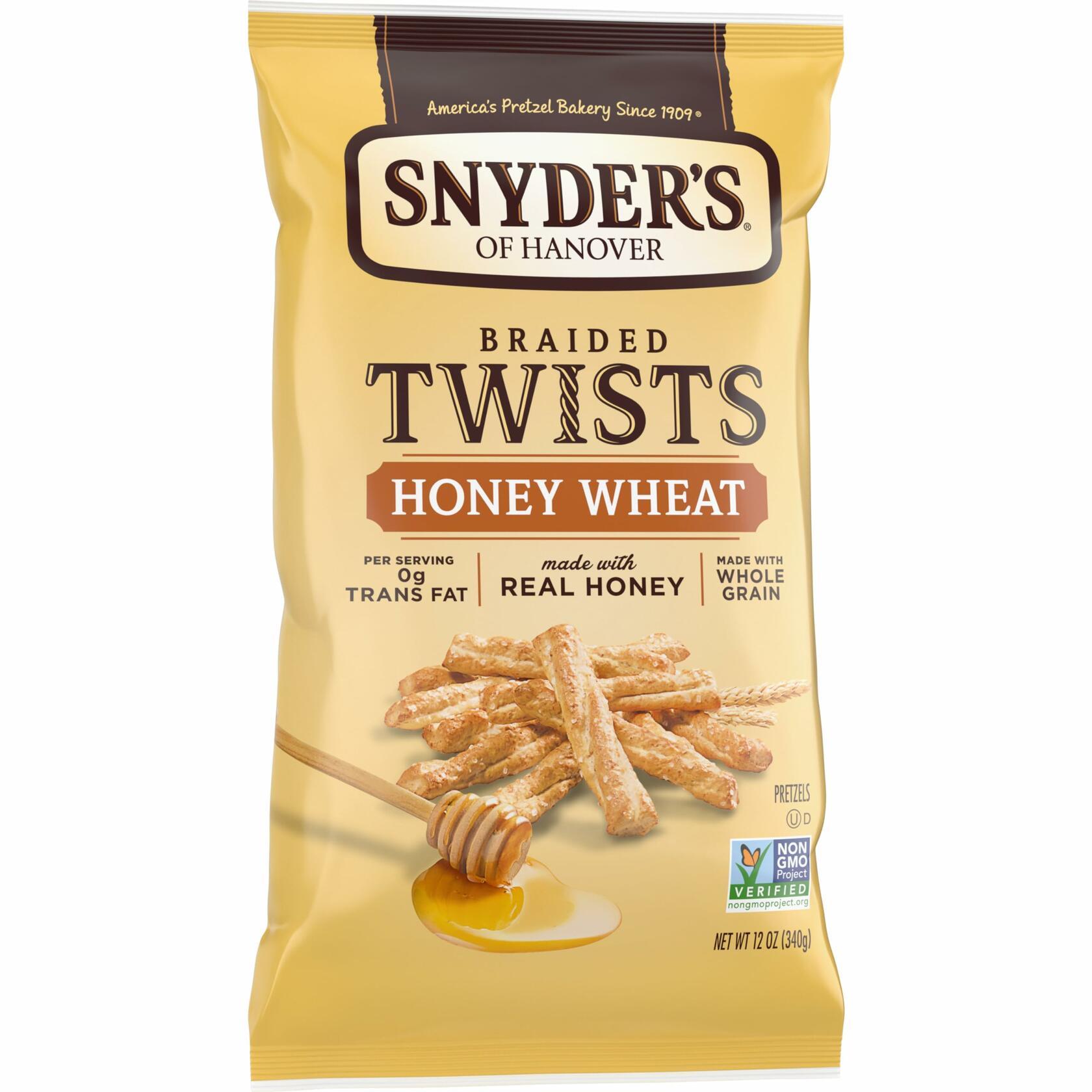 BestBy06/25 Snyder's of Hanover Braided Pretzel Twists Honey Wheat 12 Oz
