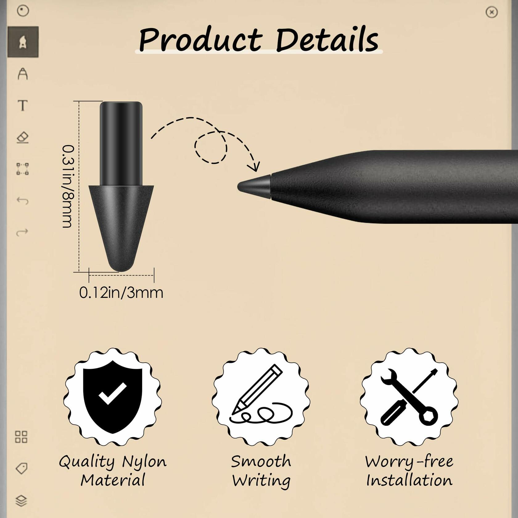 Enhon 6 Pcs Replacement Tips for Remarkable Paper Pro Pen Black