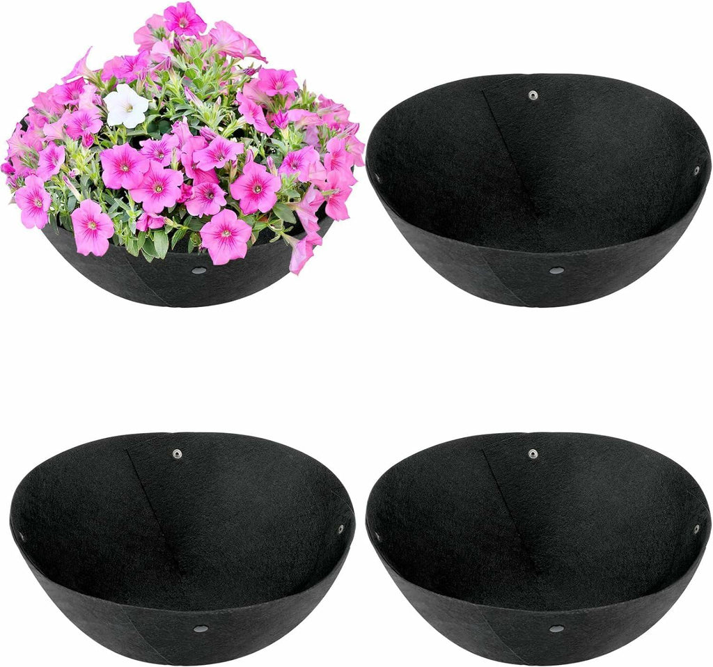 9Pcs 12" Round Hanging Basket Liners Felt Planter Insert for Garden Pots
