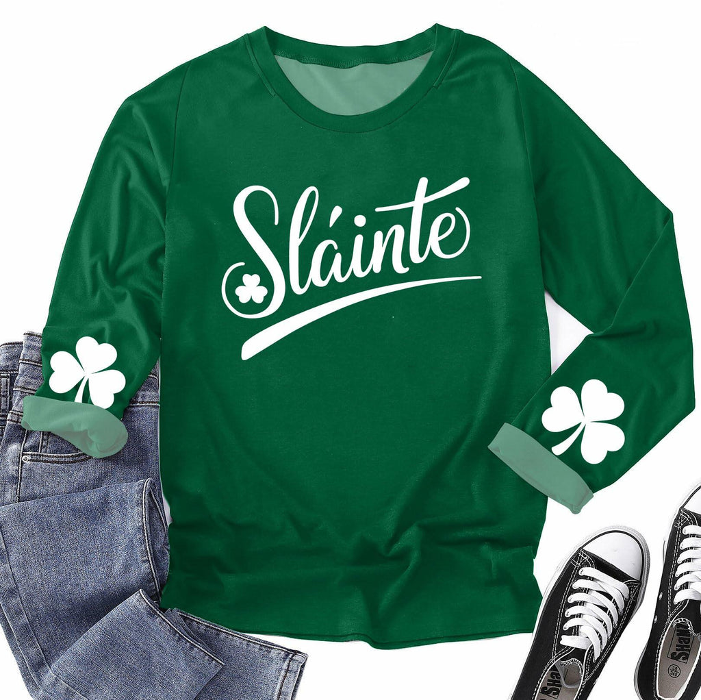 QAUN Plus Size St Patricks Day Shamrock Graphic Tee Women Green Size 4XL
