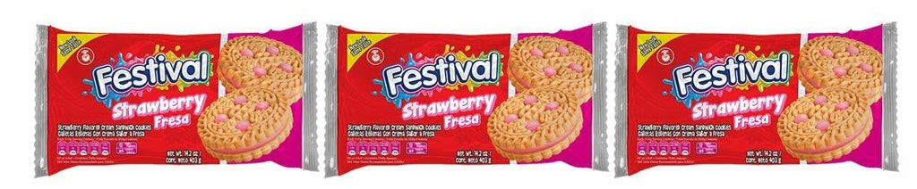 BestBy07/25 FESTIVAL Strawberry Sandwich Cookies Natural Dyes Low Sodium 14.6oz