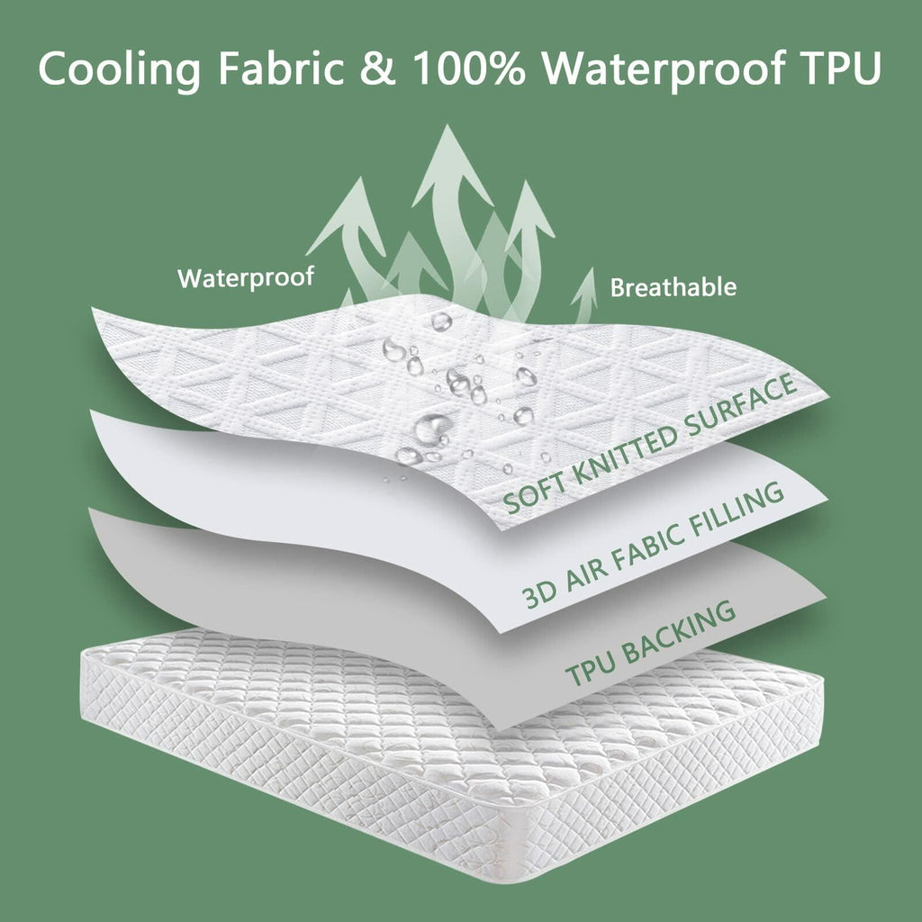 Premium 100% Waterproof Mattress Protector King Size 8''-21'' Deep Pocket White
