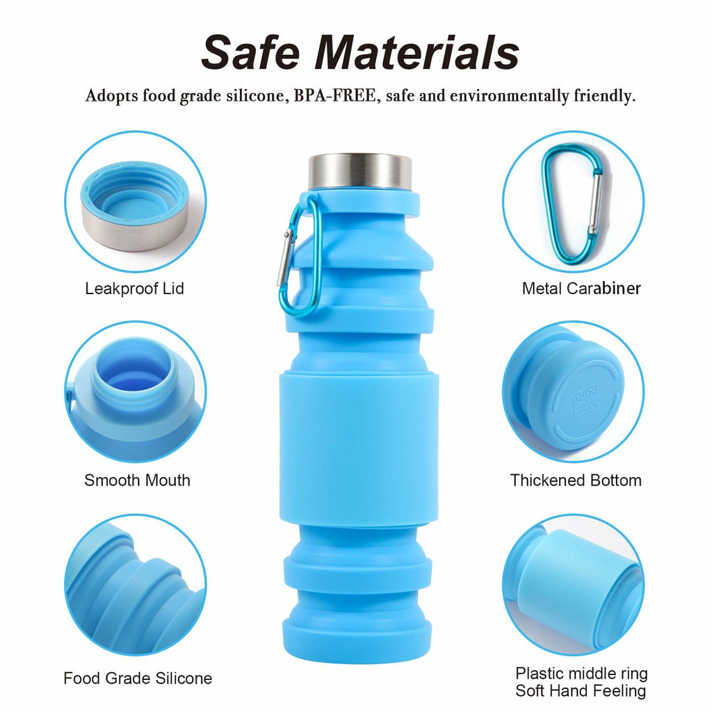 Mitour Collapsible Silicone Water Bottle Cup 650ml Foldable Reusable BPA Free