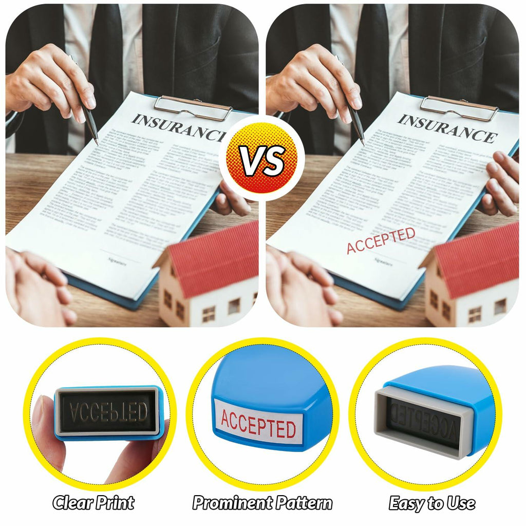 YIEMI Self-Inking Office Stamp Blue Red Ink Clear Crisp Impressions