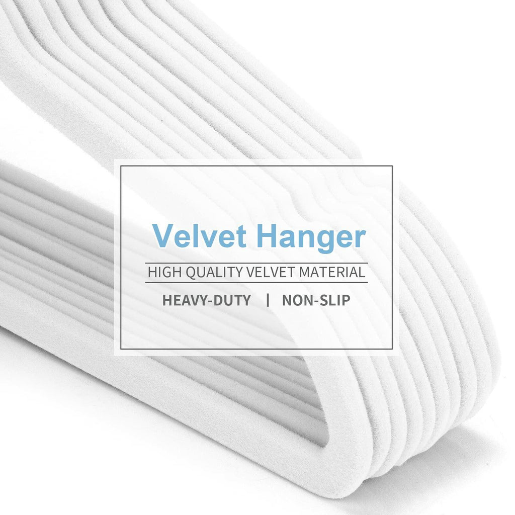 MOERKADA Kids Velvet Hangers 50 Pack 11" White Non-Slip Space Saving