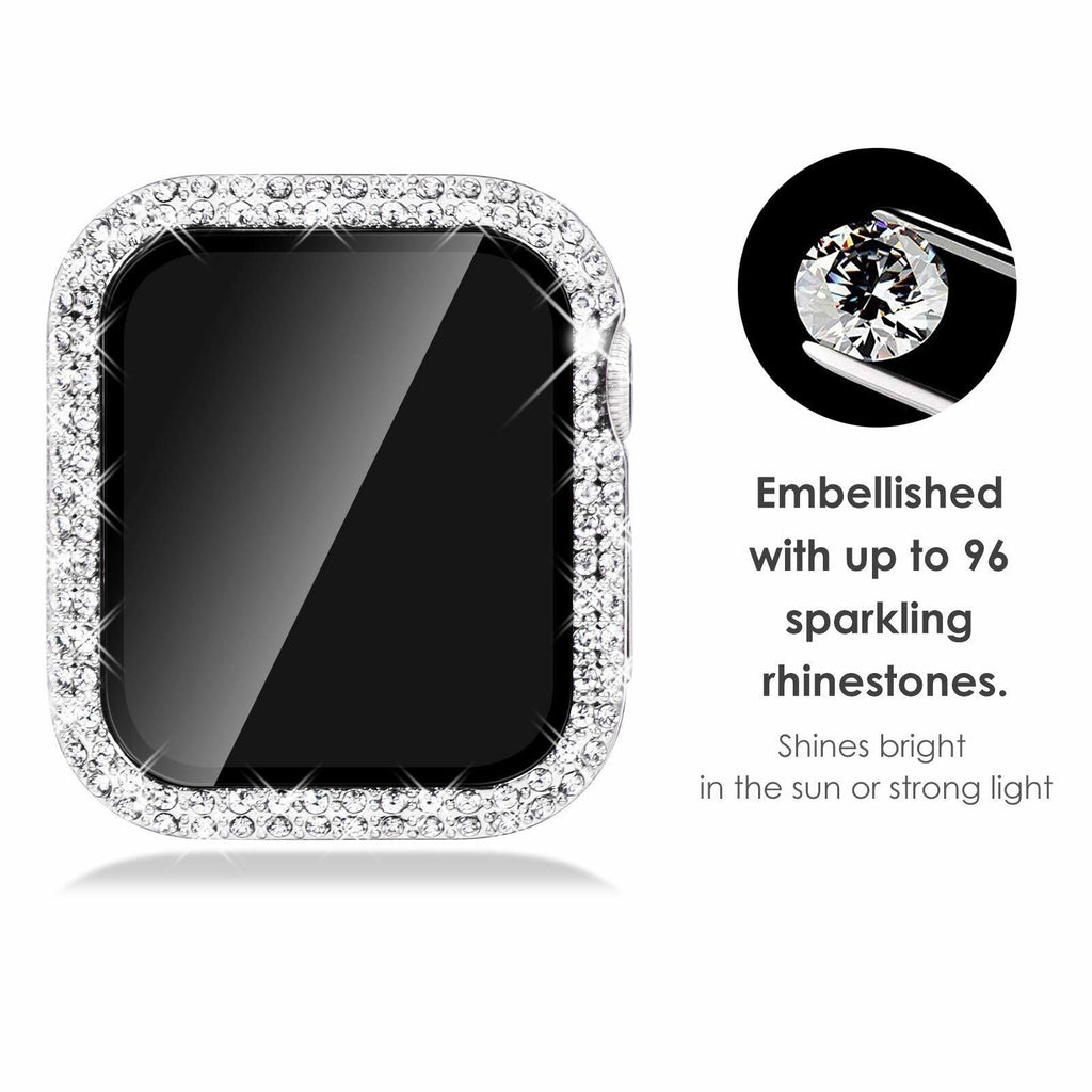 NewWays 2-Pack Apple Watch Case 44mm SE Series 4/5/6 Silver/Clear