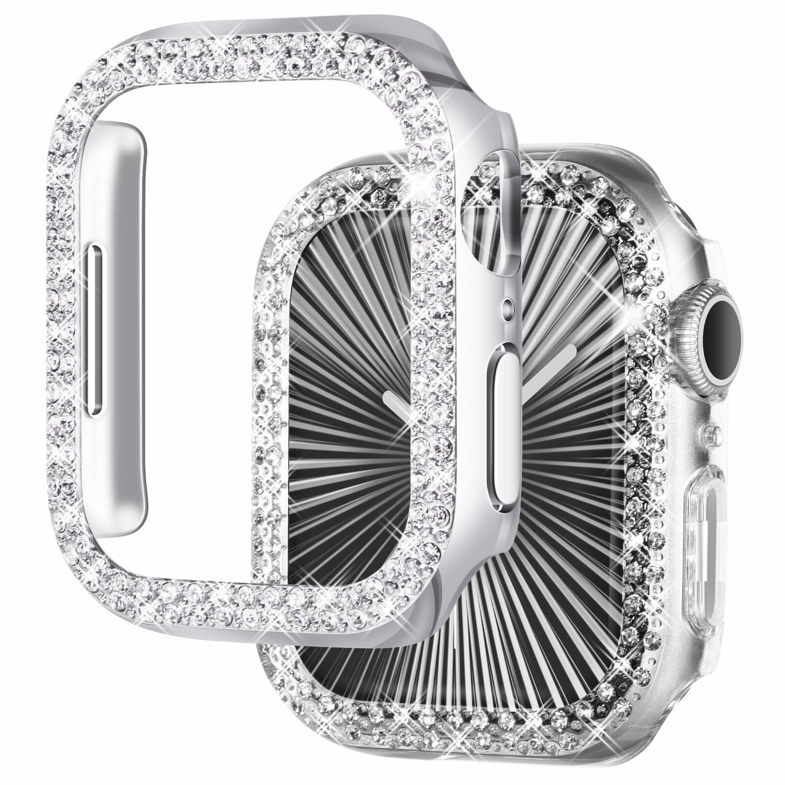NewWays 2-Pack Apple Watch Case 44mm SE Series 4/5/6 Silver/Clear