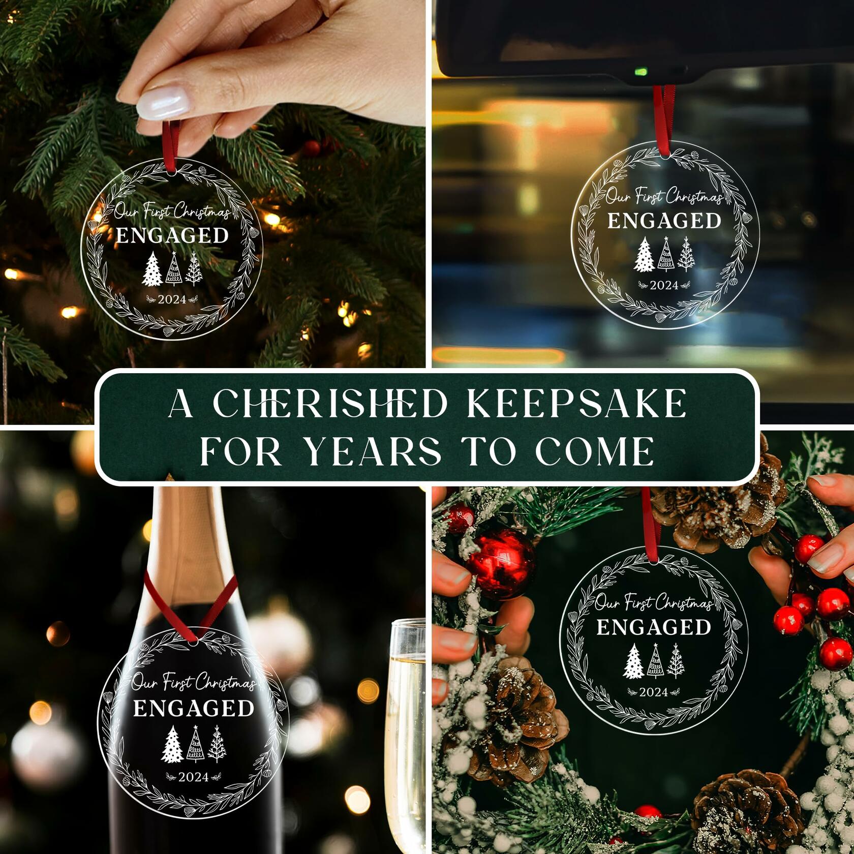 Our First Christmas Mr & Mrs 2024 Crystal Glass Ornament Wedding Gift