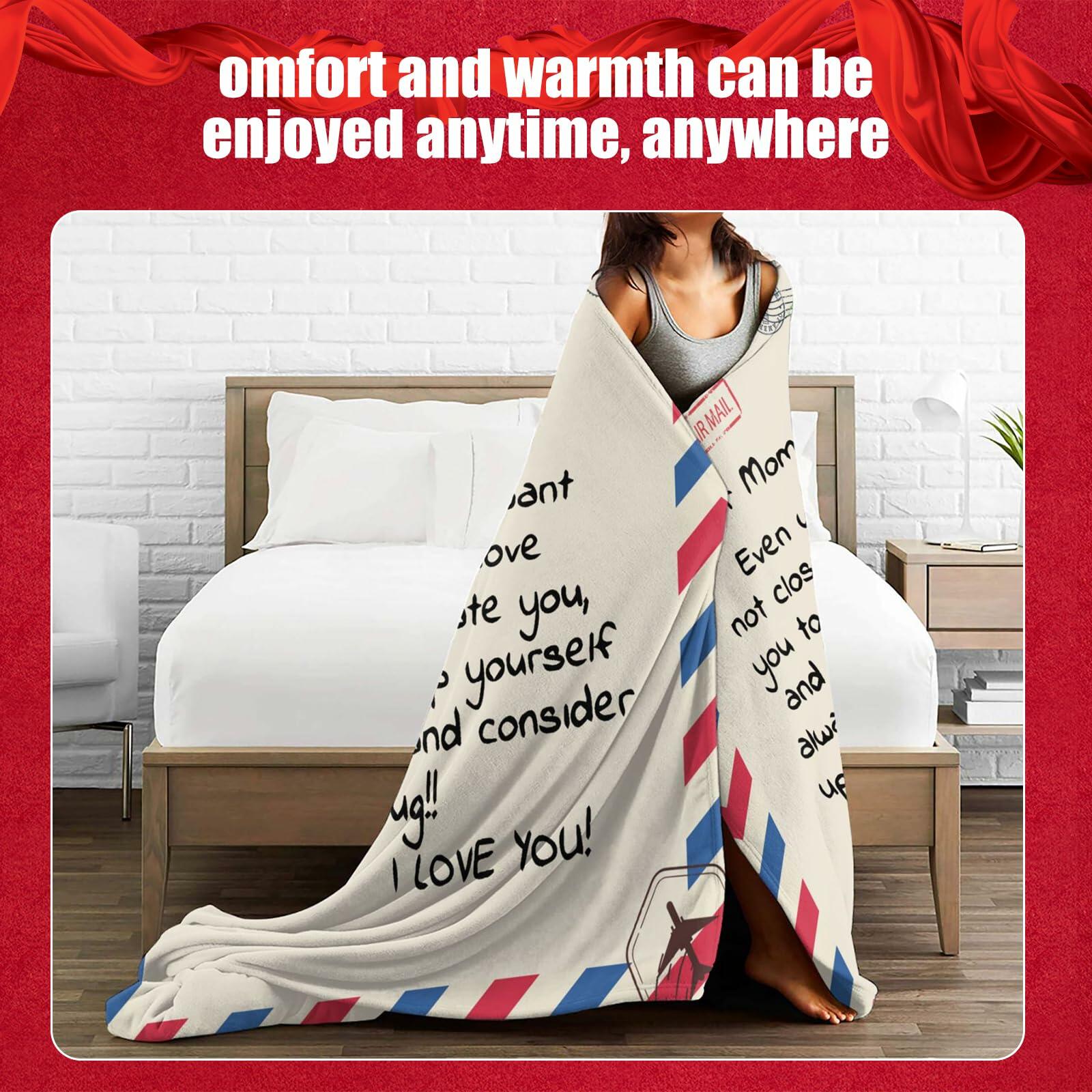 Dear Mom Blanket I Love You Letter Warm Soft Throw Blanket 80x60