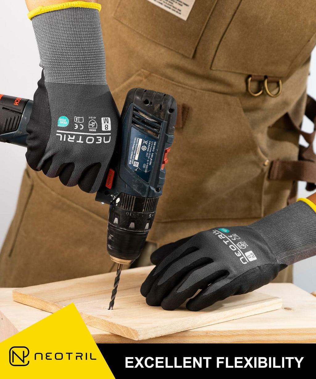 [Like New] NEOTRIL Safety Work Gloves MicroFoam Nitrile Coated Seamless Knit 6 Pairs Size S