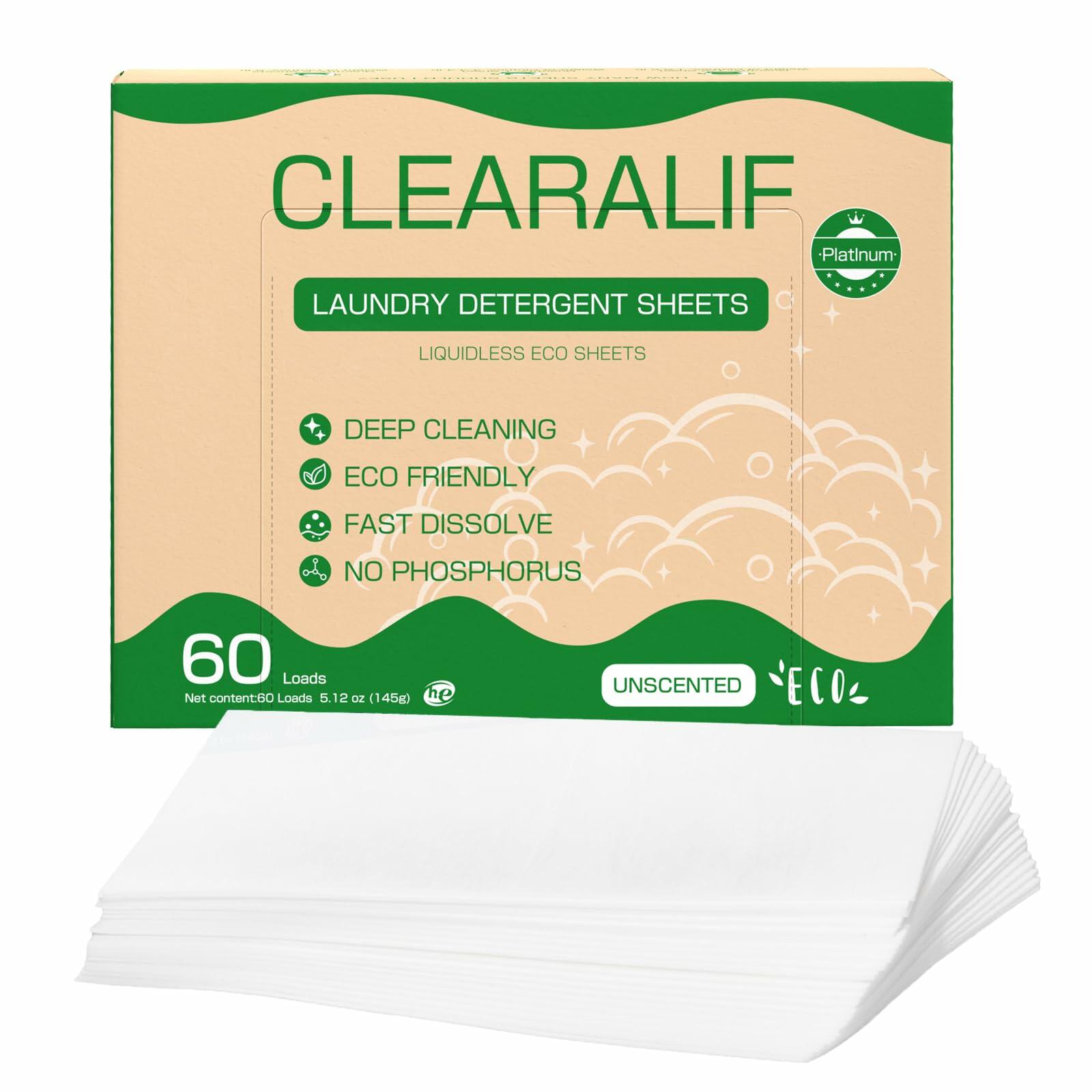 Laundry Detergent Sheets Up to 60 Loads Fresh Unscented Lightweight Eco Friendly
