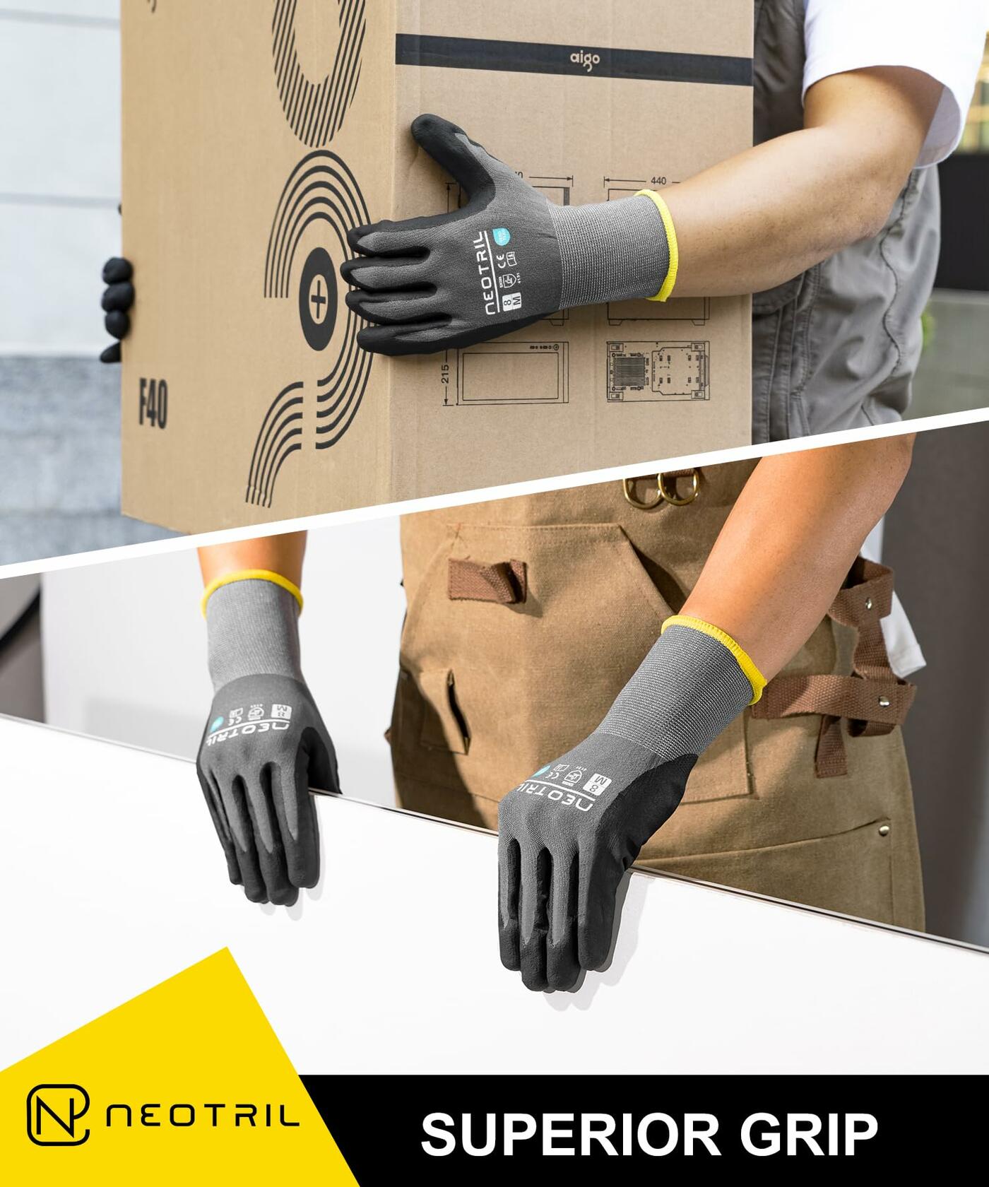 [Like New] NEOTRIL Safety Work Gloves MicroFoam Nitrile Coated Seamless Knit 6 Pairs Size S