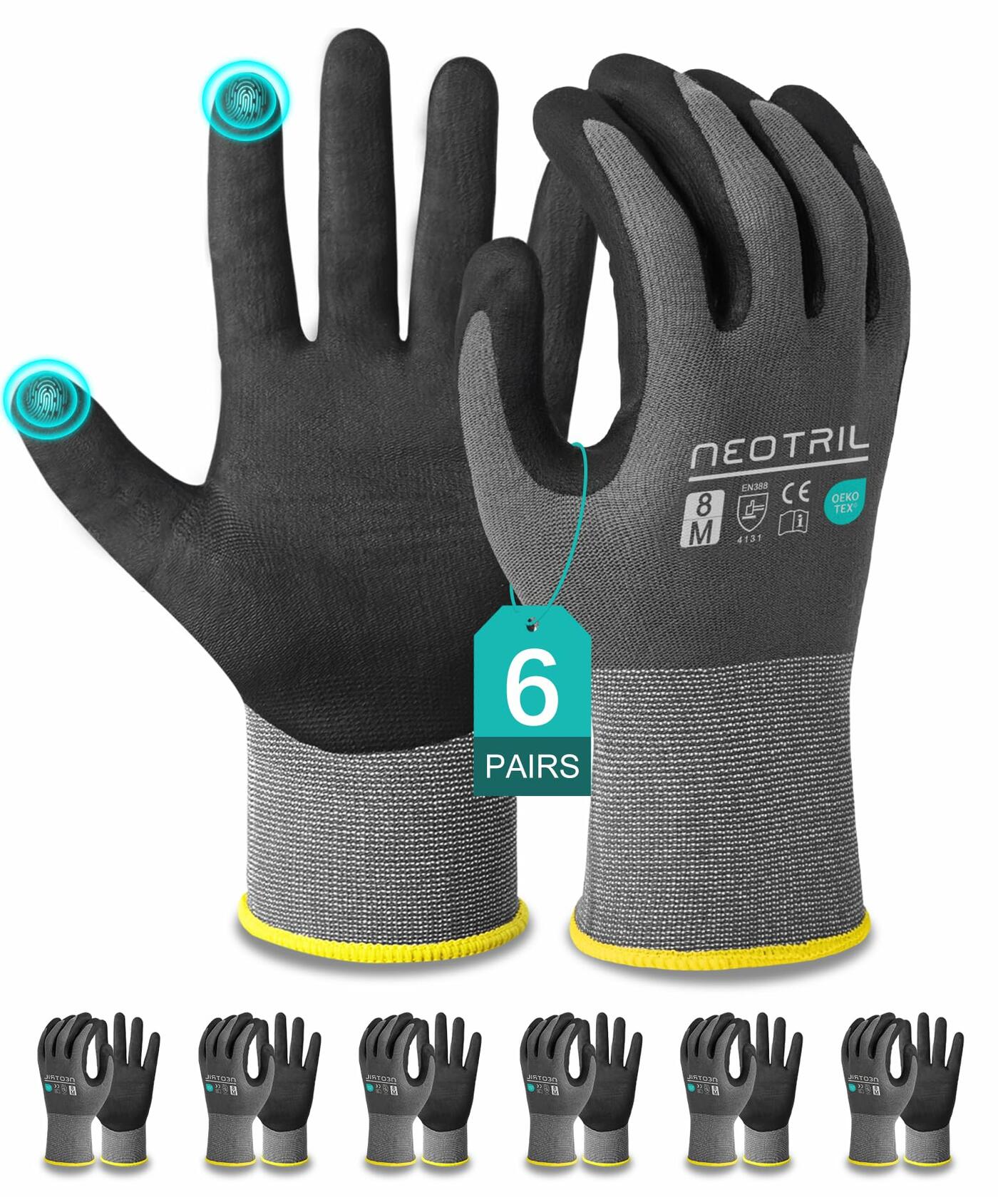 [Like New] NEOTRIL Safety Work Gloves MicroFoam Nitrile Coated Seamless Knit 6 Pairs Size S